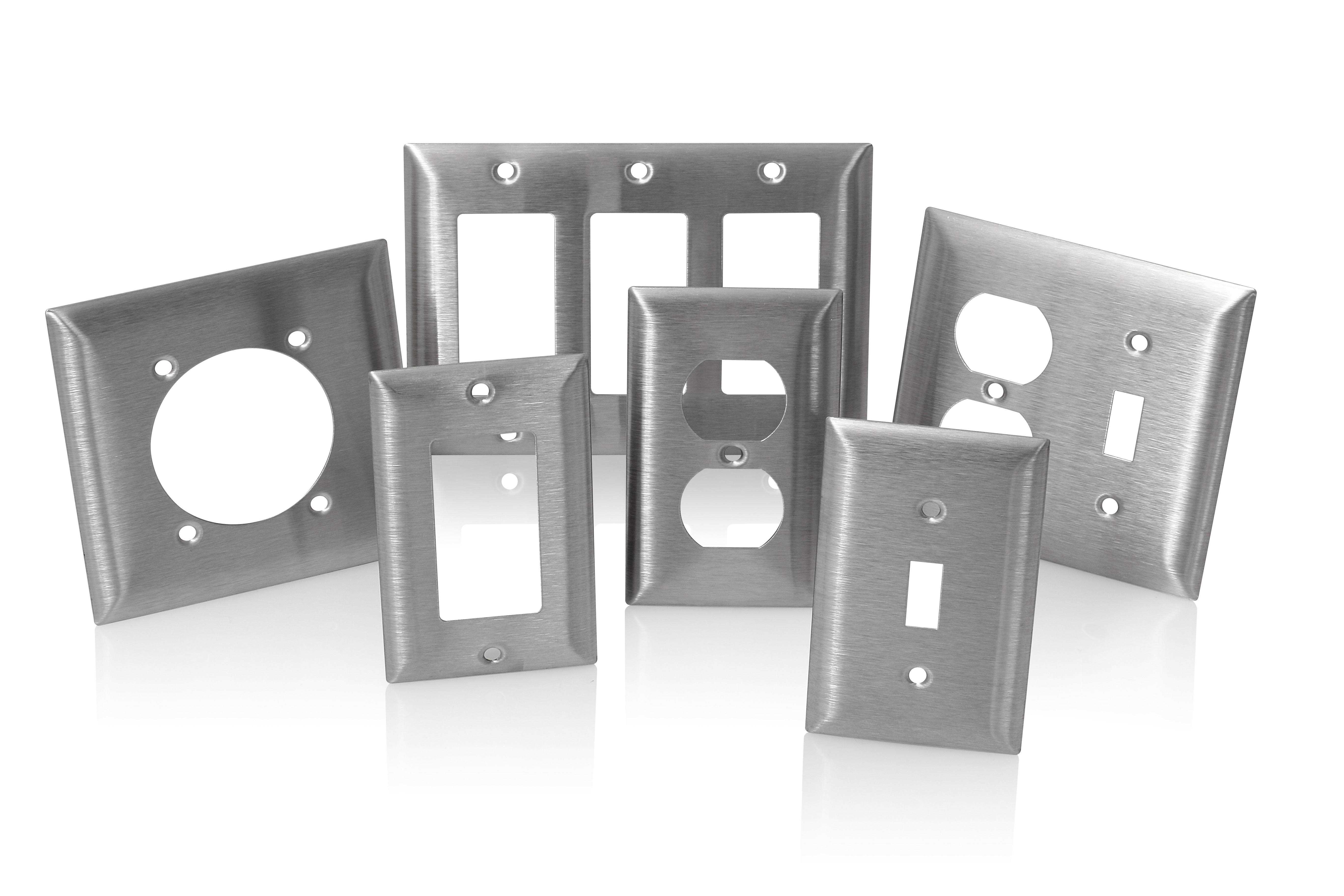 Leviton Wall Plate C-Series Stainless Steel 2 Gang Metal Blank SL23 - Cheap Fitting