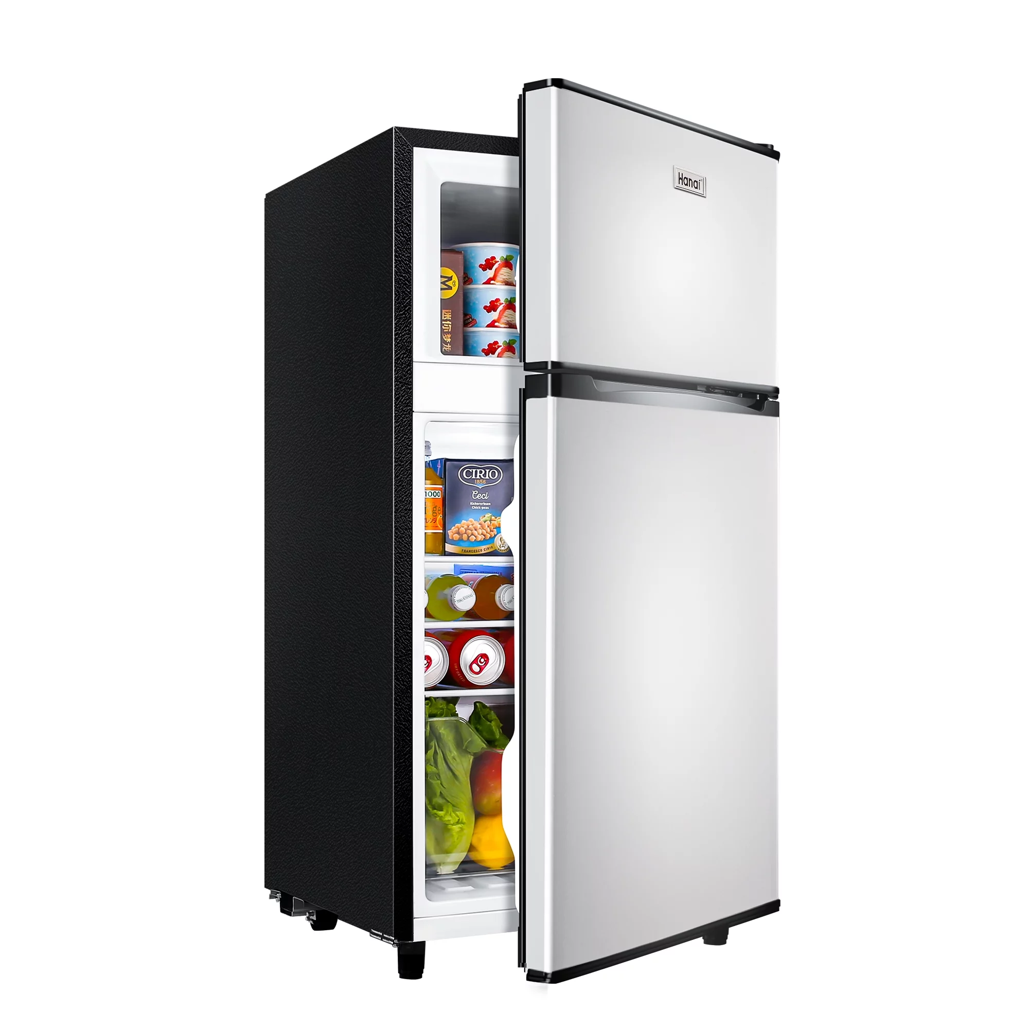 WANAI 3.5 Cu ft Two Door Mini Fridge with Freezer, Black - Cheap Fitting