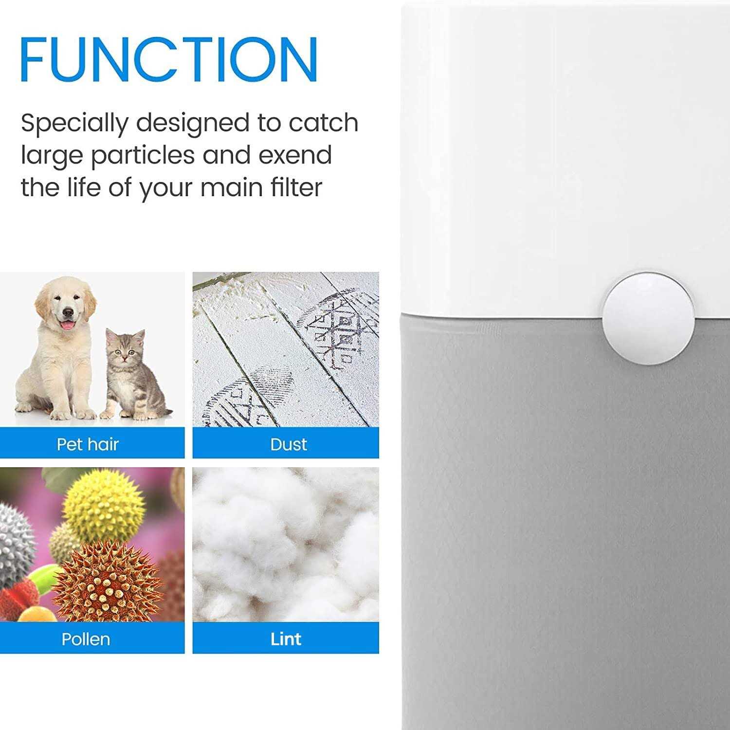 Cabiclean 4 Pack 211+ Replacement Washable Pre-Filters for Blueair Blue Pure 211+ air purifier - Cheap Fitting