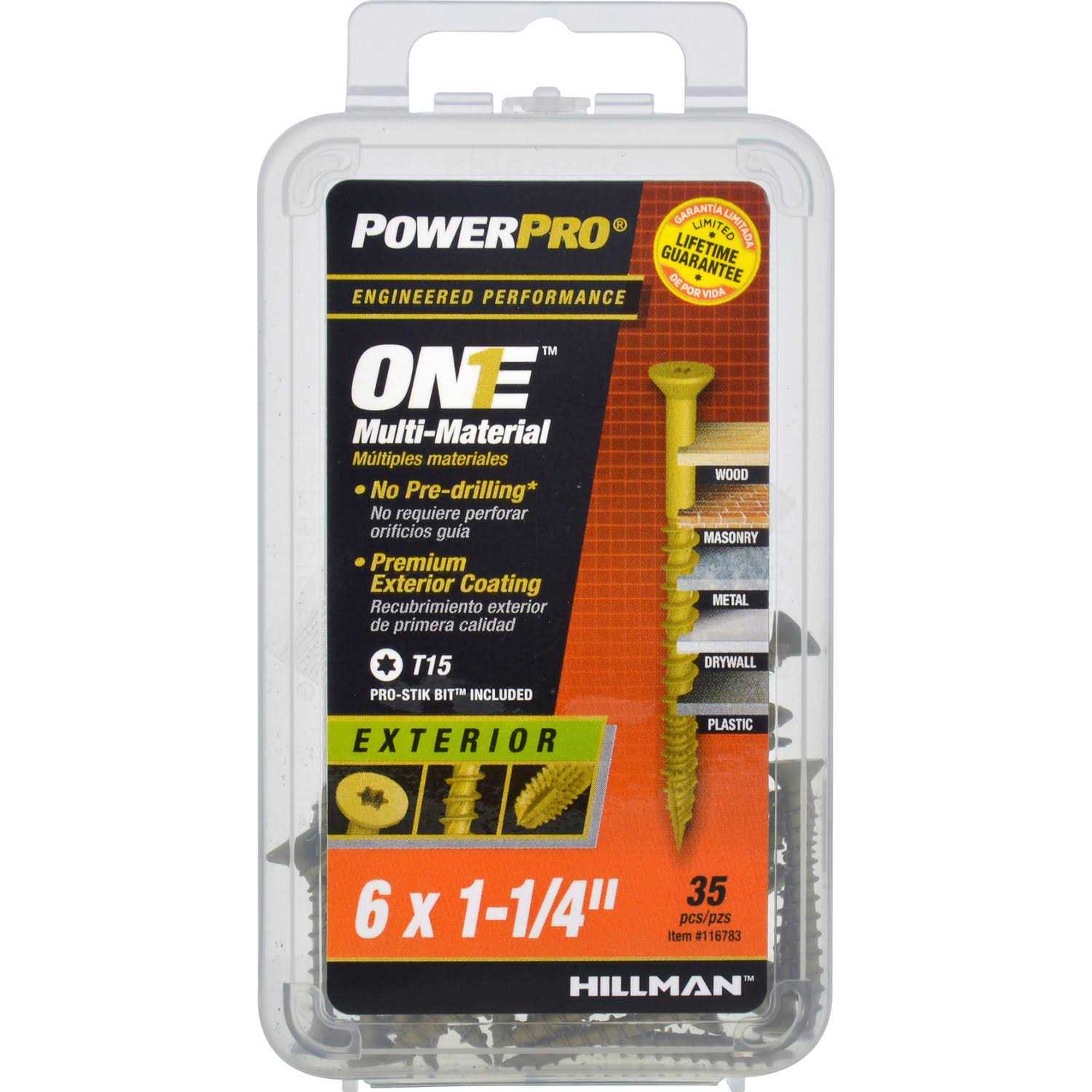 Hillman Power Pro One Exterior Flat-Head Multi-Material Screws - Cheap Fitting