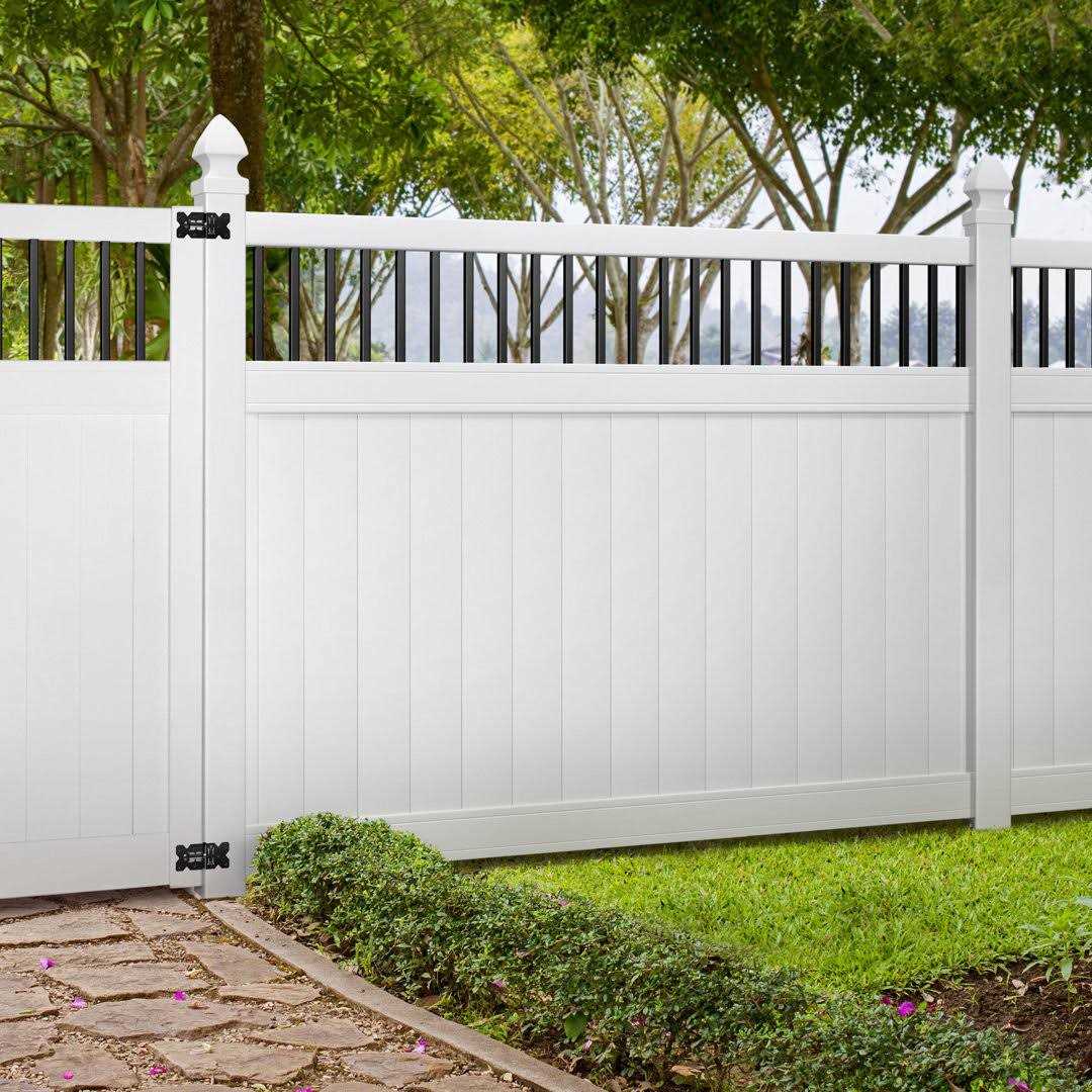 Outdoor Essentials Woodbridge 5 in. x 5 in. x 98 in. 3-Hole White Routed Line Post - Cheap Fitting