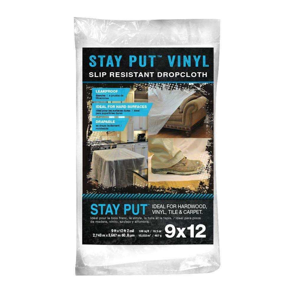 Trimaco Stay Put Vinyl 9-ft x 12-ft Drop Cloth - Cheap Fitting