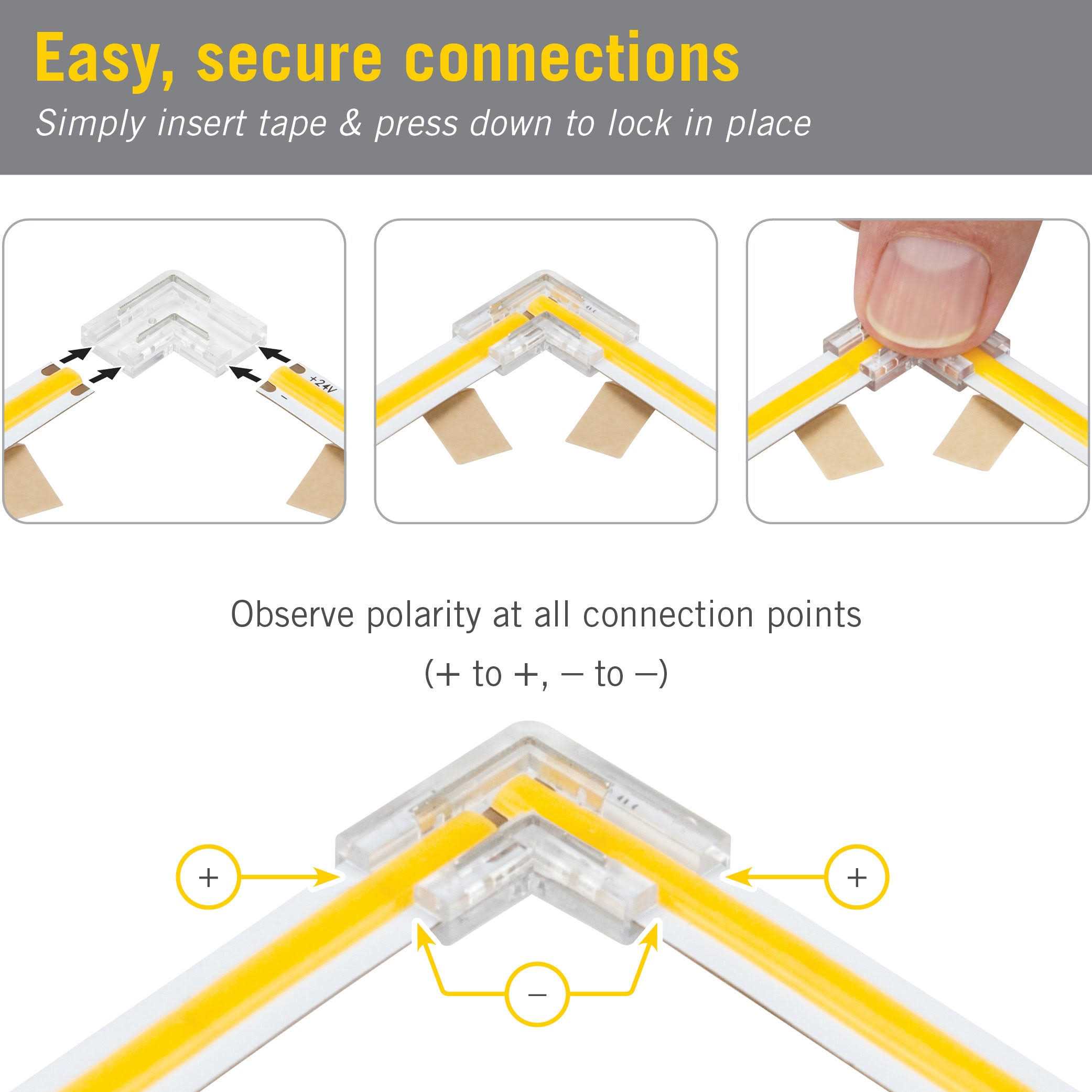 Armacost Lighting 2-Pin White LED Strip Light COB Corner Connectors Channel Connector - Cheap Fitting