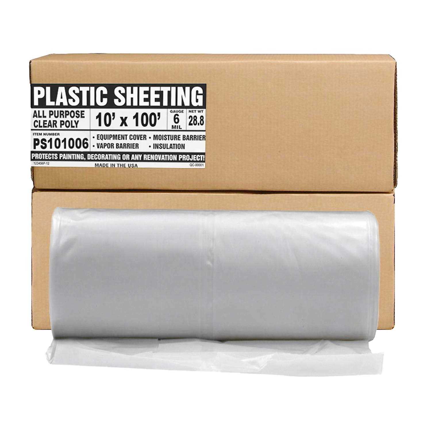 Aluf Plastics Plastic Sheeting 10′ x 100′, 6 MIL Heavy Duty Gauge - Cheap Fitting