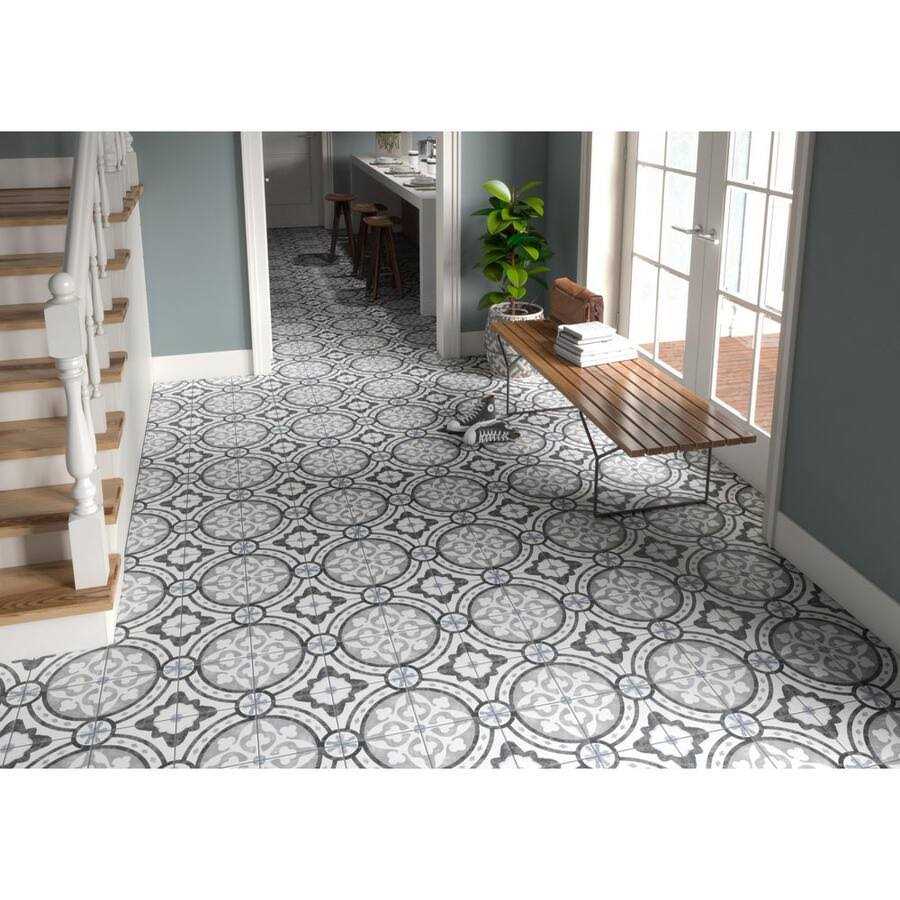 Teamson Kids Luv Passion Black/White/Blue/Gray 8 in. x 8 in. Smooth Matte Porcelain Floor and Wall Tile - Cheap Fitting