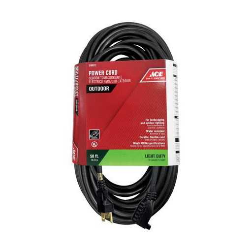 Ace Outdoor 50 ft. L Black Extension Cord 16/3 SJTW - Cheap Fitting