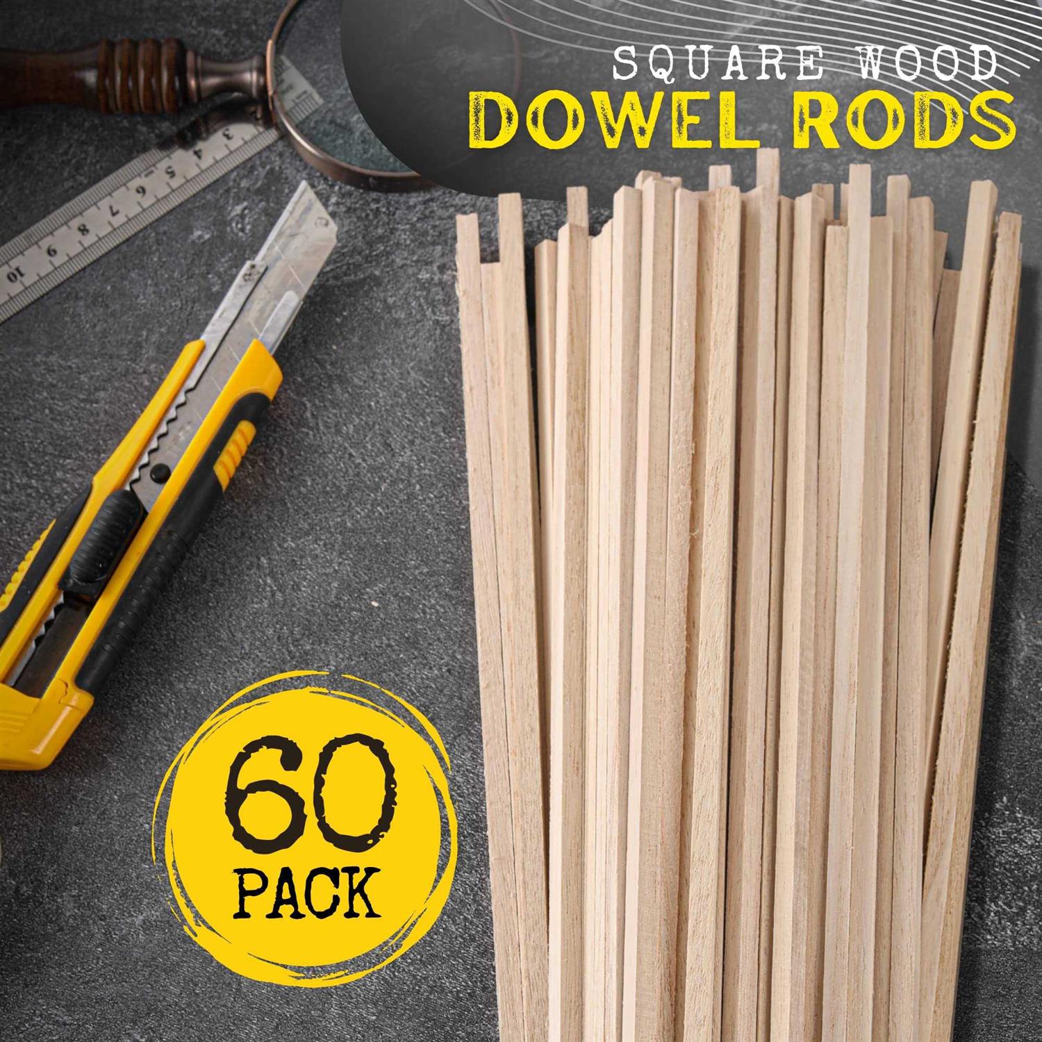 12” x Square Wood Dowel Rods Hardwood Square Sticks for DIY Projects - Cheap Fitting