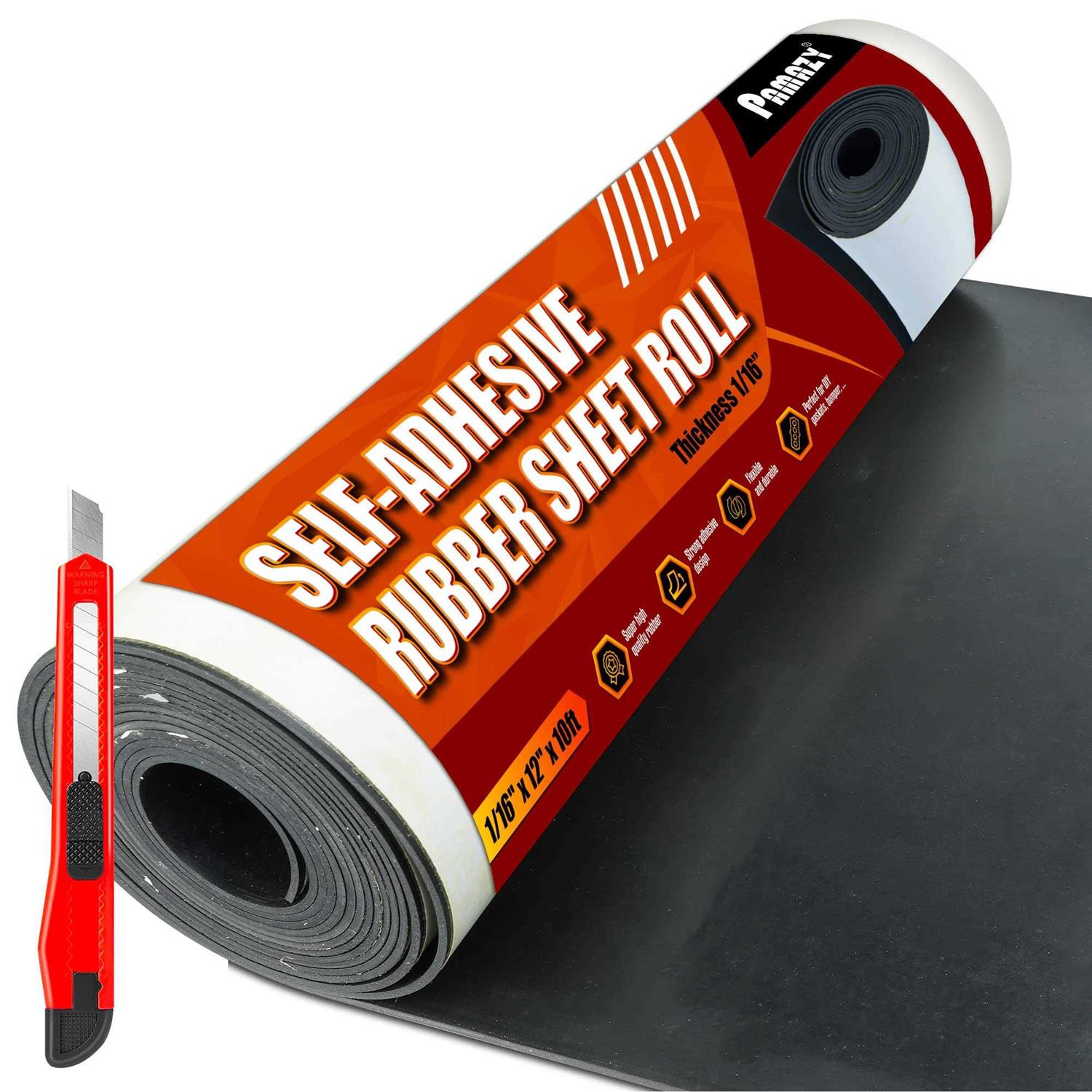 PAMAZY Neoprene Rubber Sheet Roll 1/16 Thick x Wide x Long with Adhesive Backing - Cheap Fitting