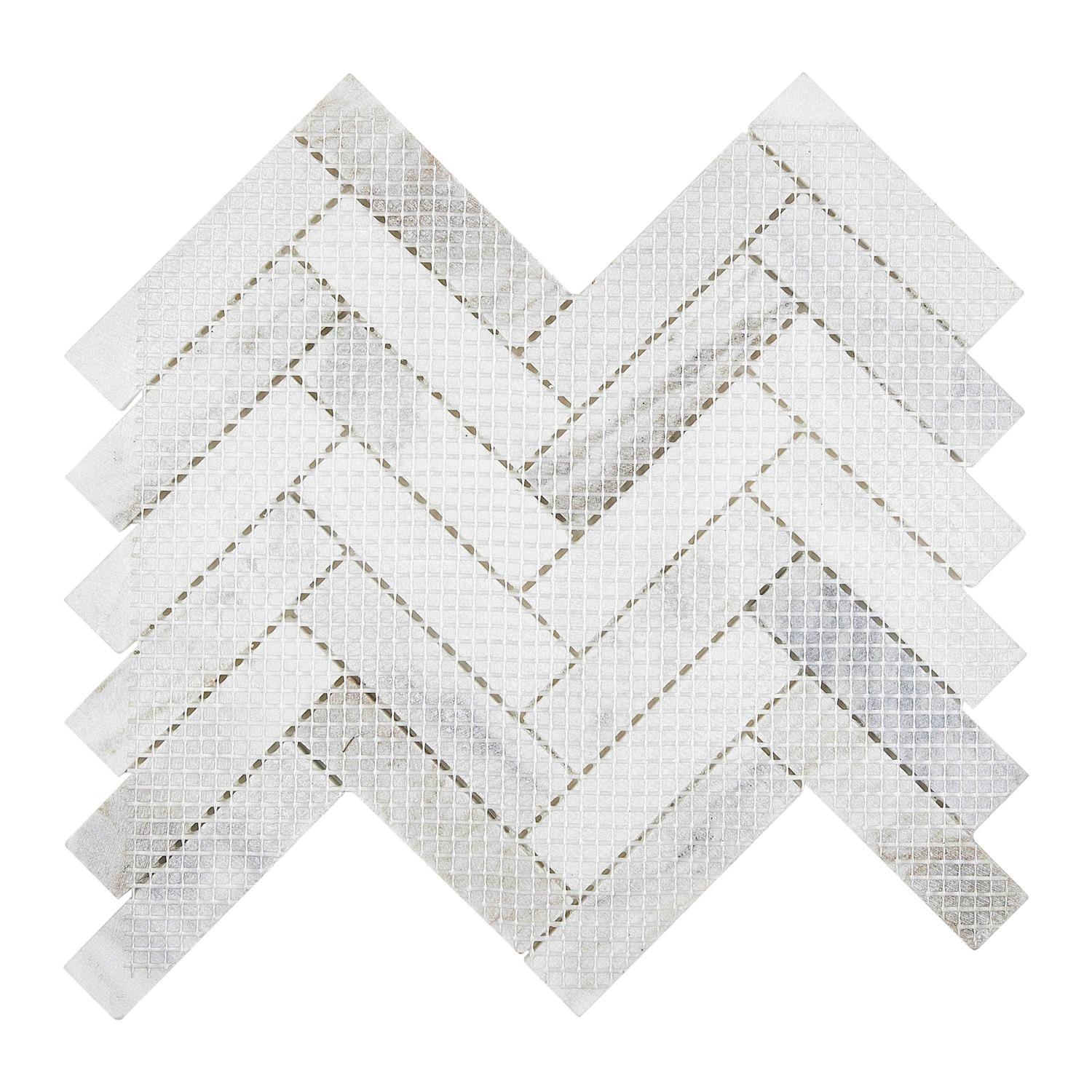 American Olean Genuine Stone White Ember 11-in x 12-in Honed Natural Stone Marble Herringbone Floor and Wall Tile - Cheap Fitting