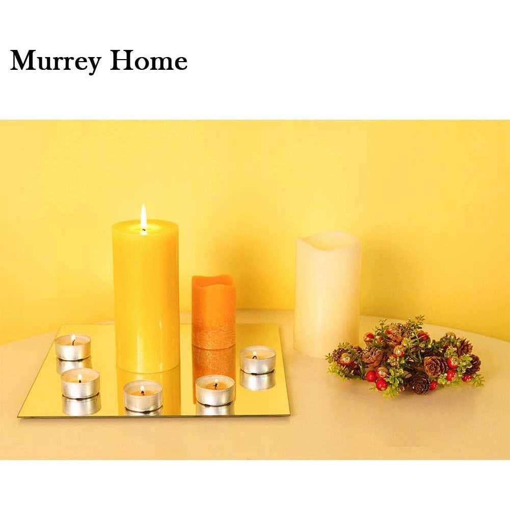 Murrey Home Gym Mirrors 12 Square Wall Mounted Mirror Frameless Mirror Tiles for Wall Ceiling Candle Tray Wedding Centerpieces for Table - Cheap Fitting