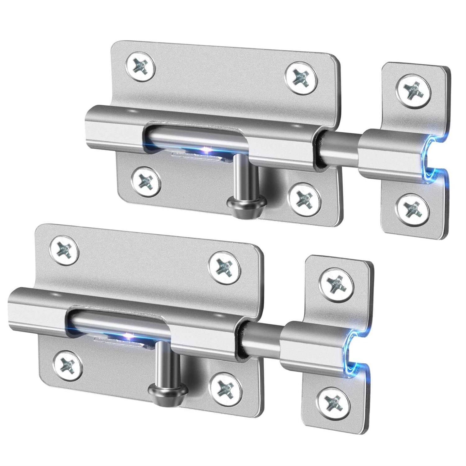 HELEMAN Door Security Slide Latch Lock with 12 Screws 2 Pack Keyless Entry - Cheap Fitting