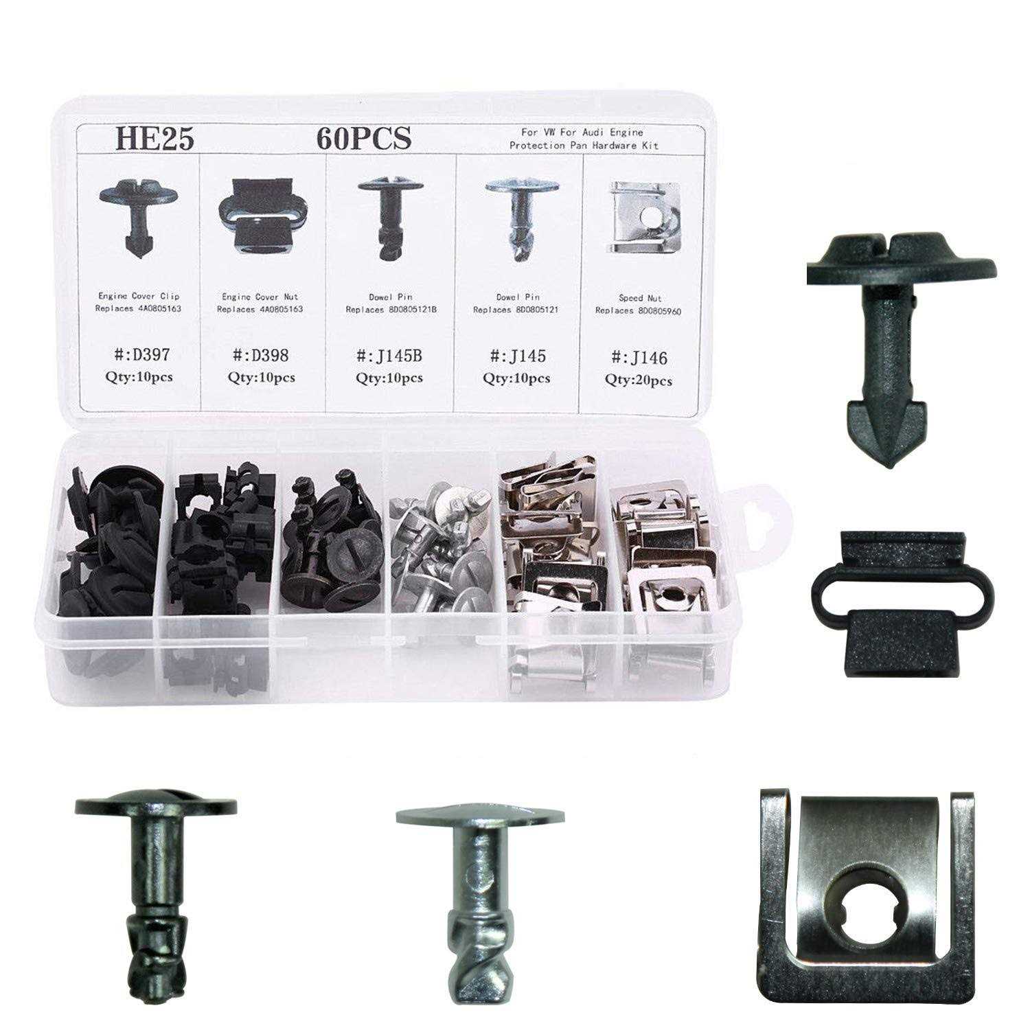 ANTS PART 60Pcs Engine Undertray Cover Clips Bottom Metal Screw Bolt Kit for Audi VW - Cheap Fitting