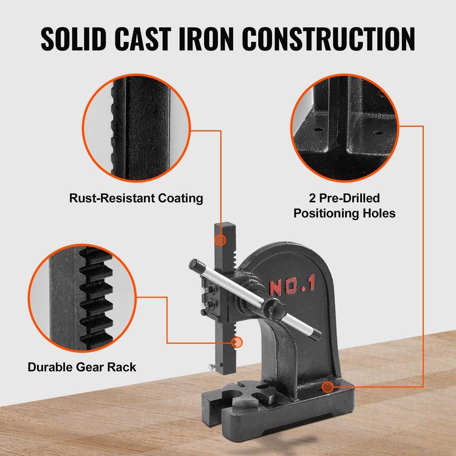 VEVOR Arbor Press 1 Ton Manual Arbor Press 5.9 Maximum Height - Cheap Fitting
