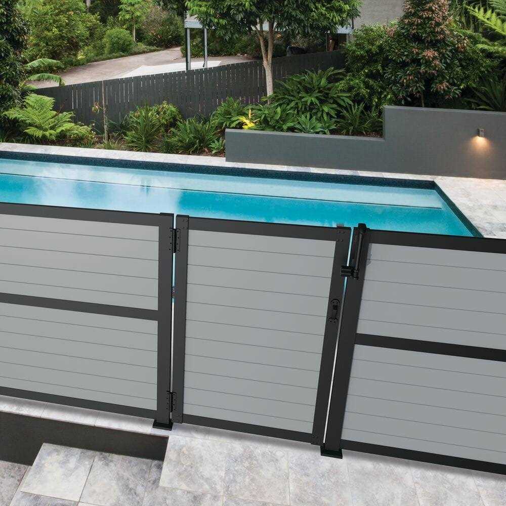 Barrette Outdoor Living 72 in. Matte Black Aluminum Privacy Rail Gate Kit 73044981 - Cheap Fitting