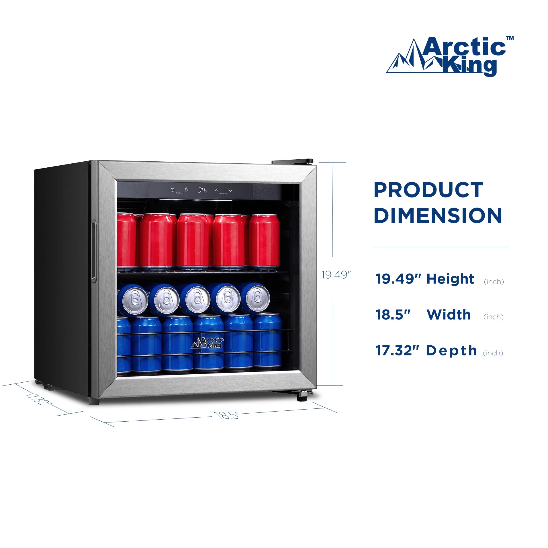 Arctic King 48-Can Beverage Fridge & Cooler with Electrical Control, Stainless Steel Look, ARV48B1AST - Cheap Fitting