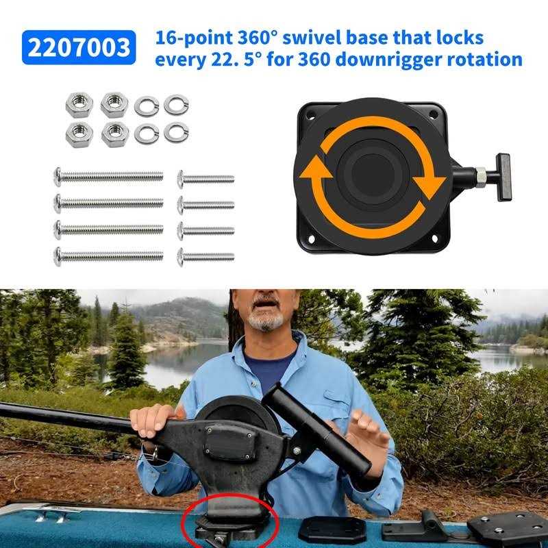 Vanshly 2207003 Low-Profile Swivel Mounting Base Compatible with Cannon Downrigger,Black Composite - Cheap Fitting