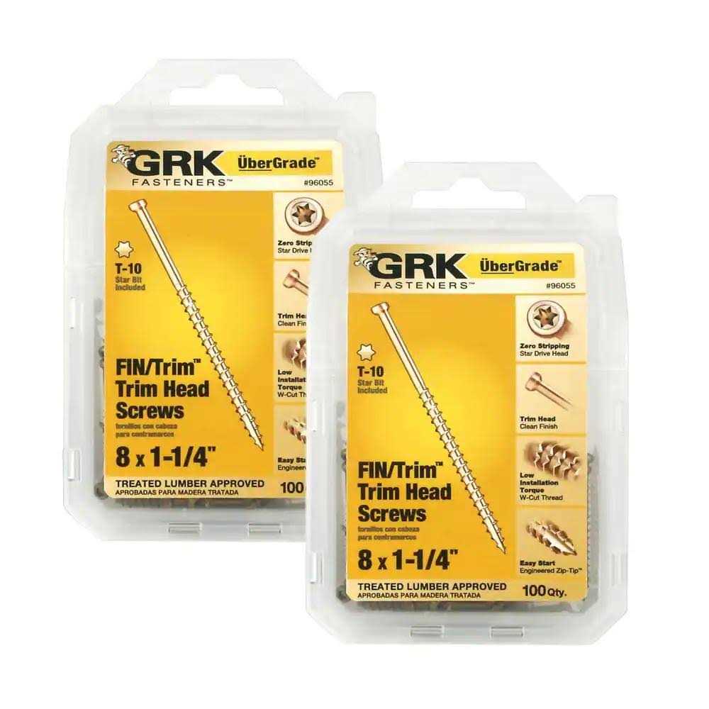 GRK Fasteners #8 x 1-1/4 in. Star Drive Trim-Head Finish Wood Screw Combo Kit 2 of - Cheap Fitting