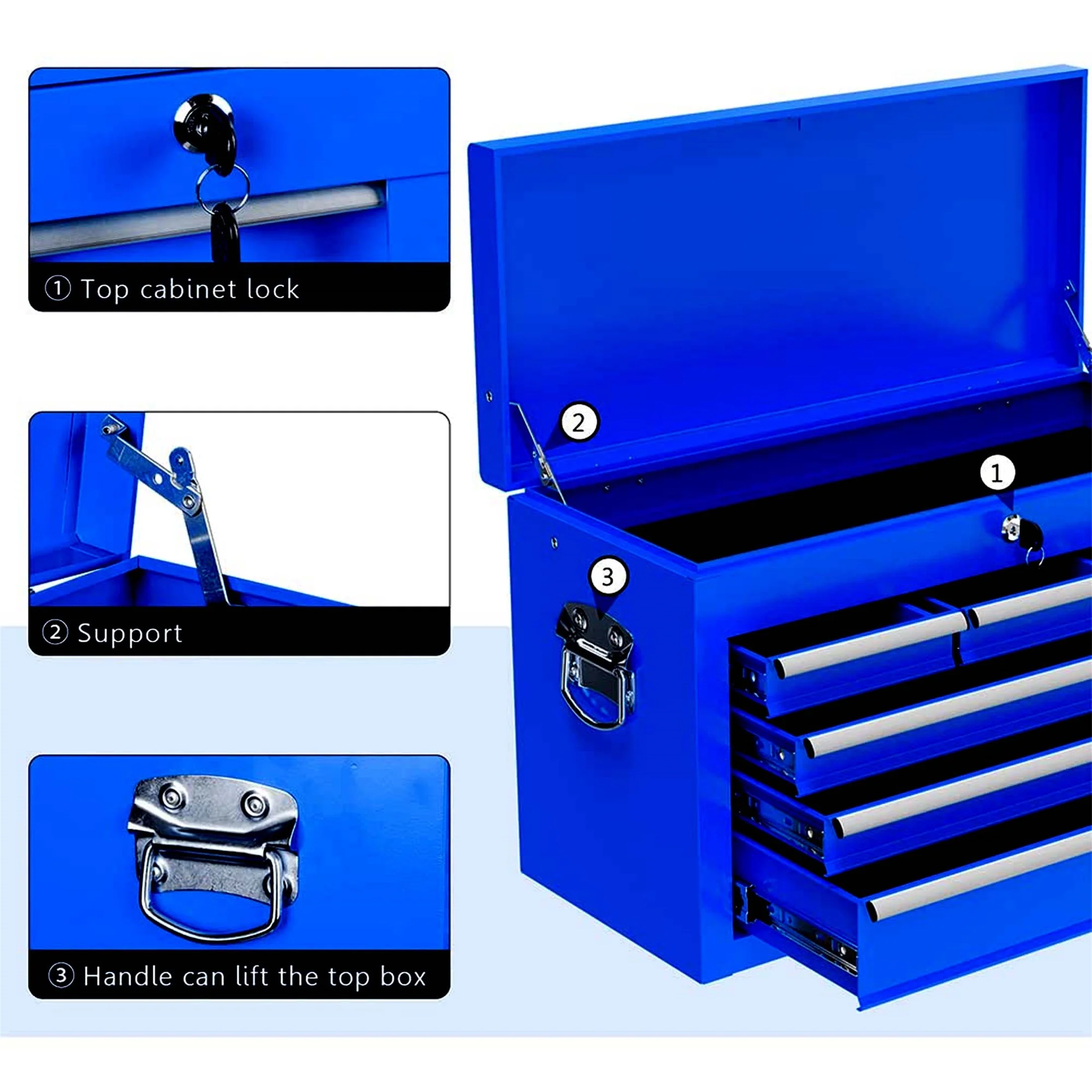 Aukfa Tool Chest, 2 in 1 Steel Rolling Tool Box & Cabinet On Wheels for Garage, 8-Drawer, Blue - Cheap Fitting