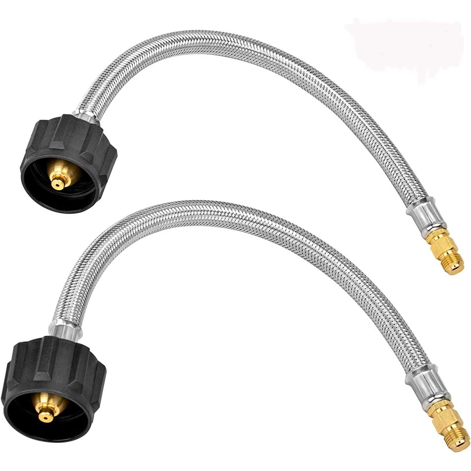Empava 12 in. x 1/4 in. 2-Pieces NPT Stainless Braided Pigtail RV Propane Hose for Camper - Cheap Fitting