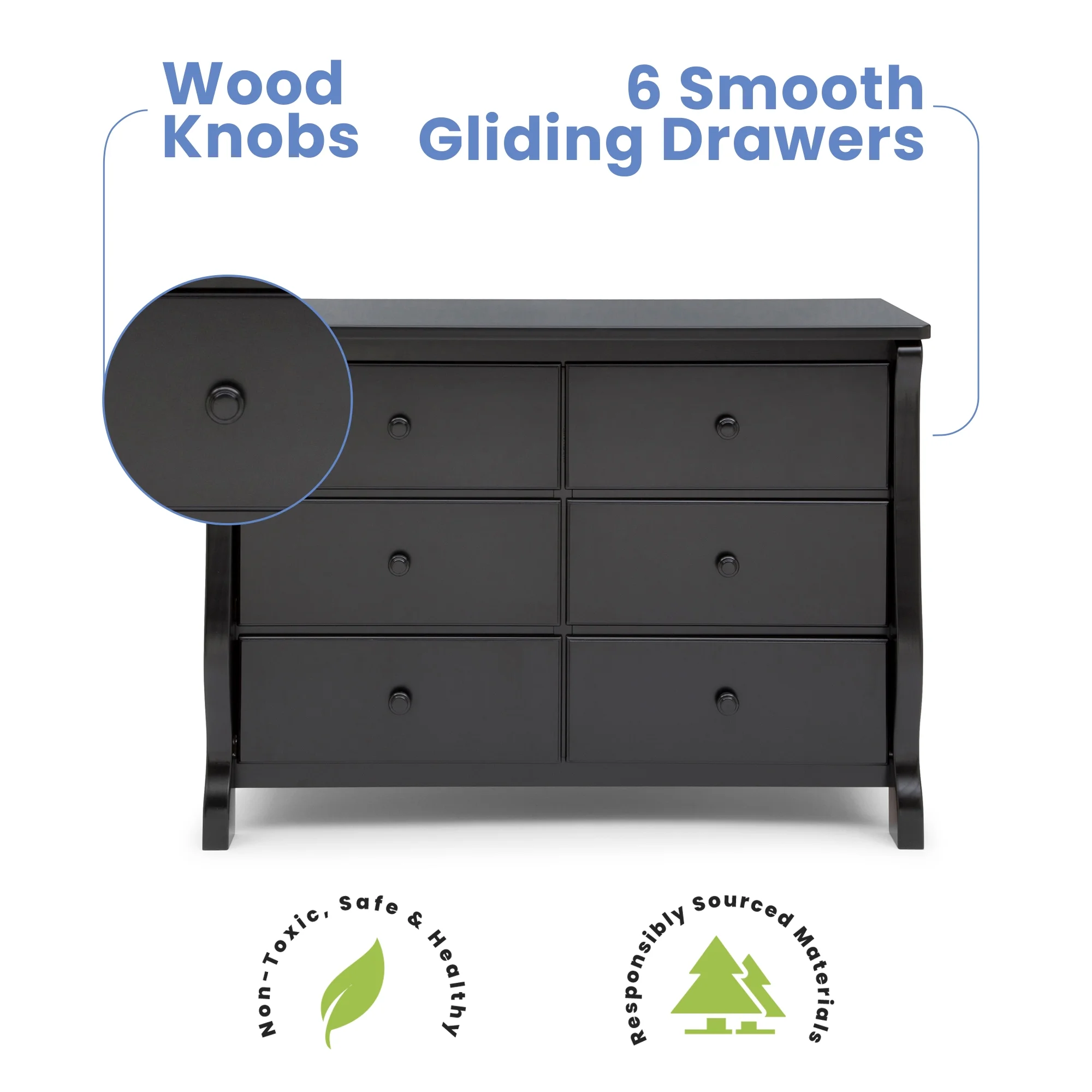 Delta Children Universal 6 Drawer Dresser with Interlocking Drawers - Greenguard Gold Certified, Dark Chocolate - Cheap Fitting