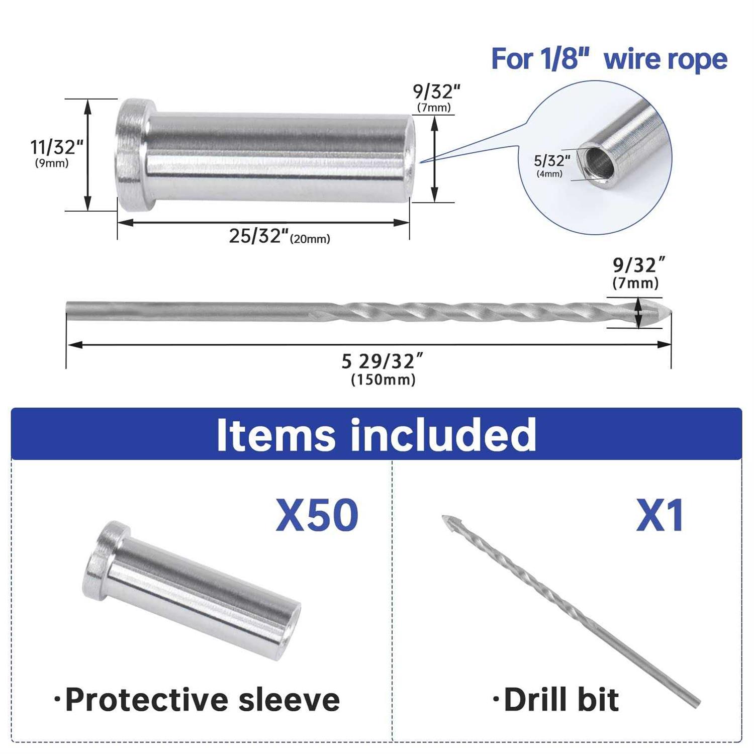 Muzata T316 Protective Sleeves for Wire Rope Cable MZZ0085 - Cheap Fitting