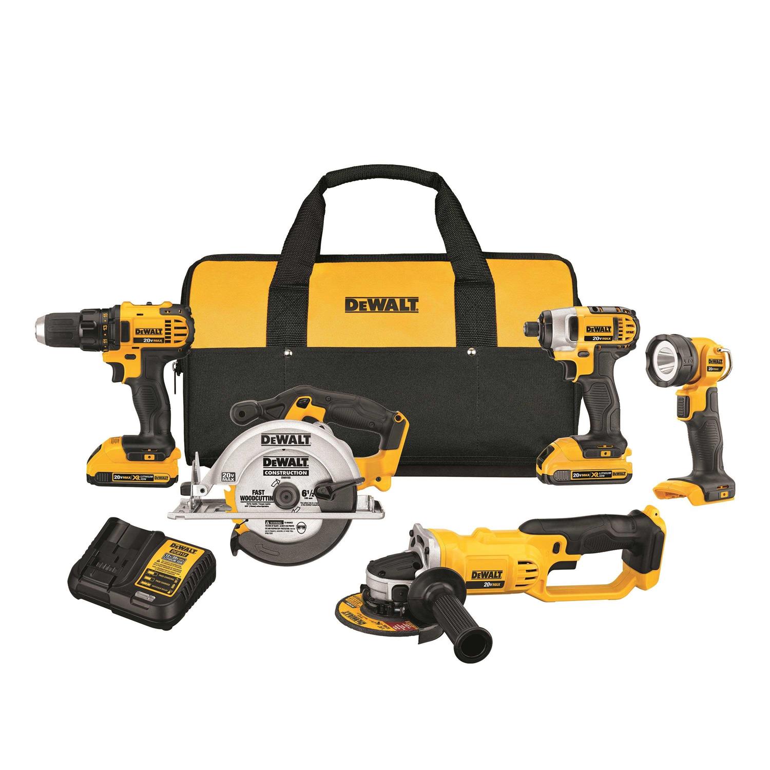 DEWALT 20V Cordless MAX Compact 5-Tool Combo Kit DCK521D2 - Cheap Fitting
