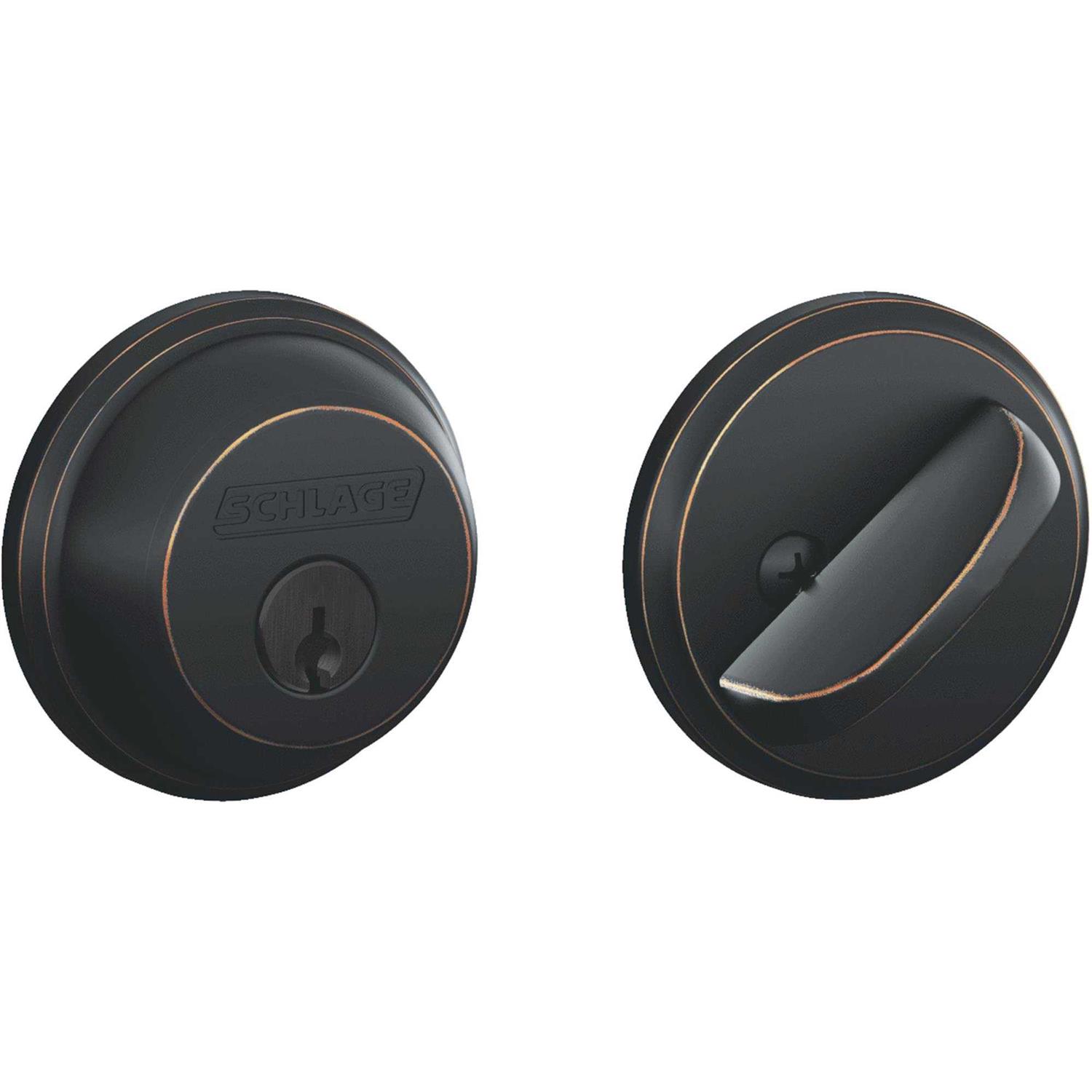 Single Cylinder Deadbolt Schlage Aged Bronze - Cheap Fitting