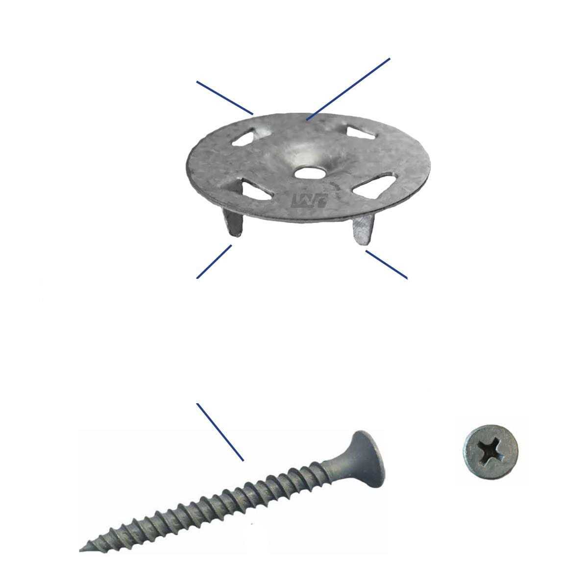 GoBoard Fasteners 1-¼” Washer 1-5/8” Long for Wood Studs 100 Pcs - Cheap Fitting