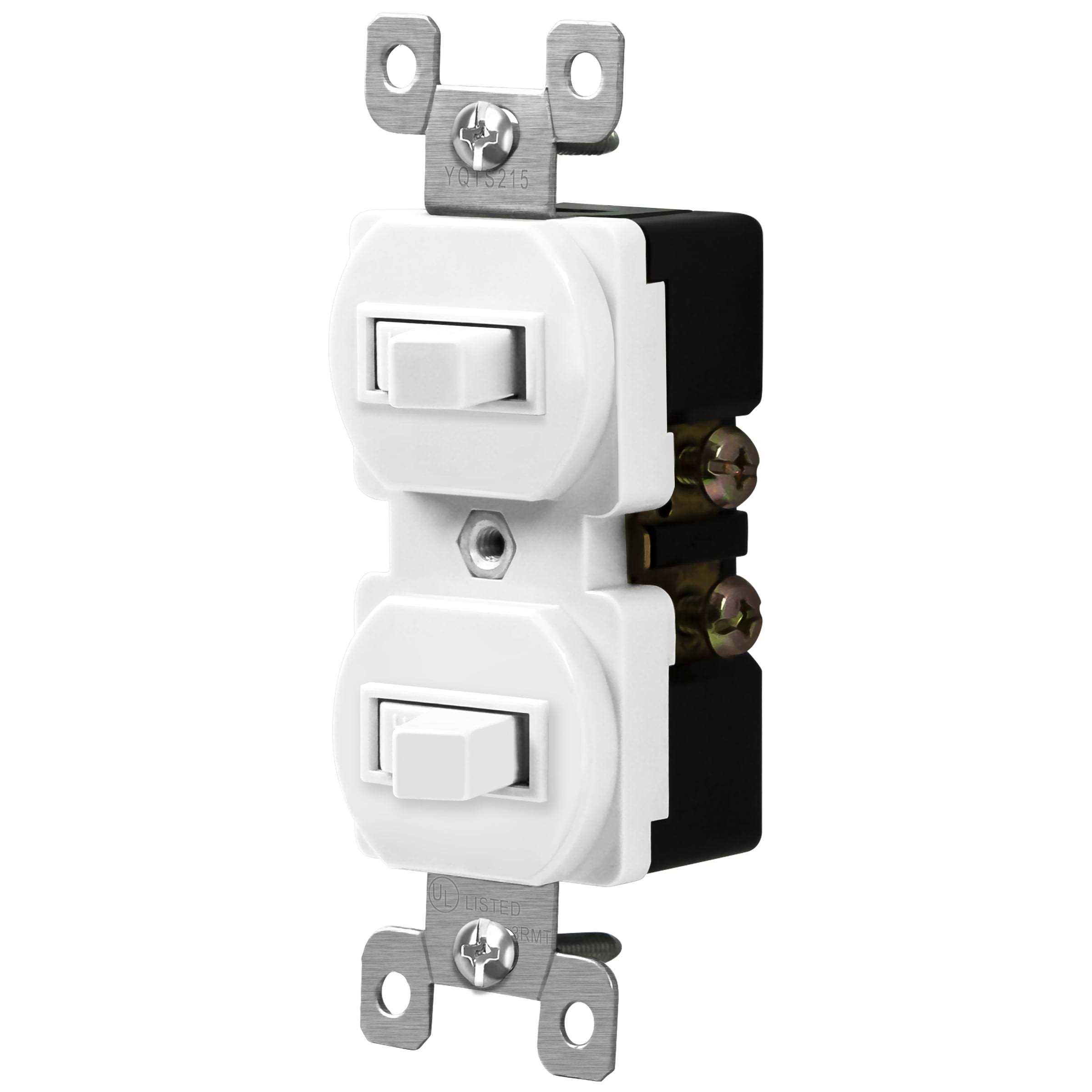 Enerlites Duplex Double Toggle Light Switch Single Pole Side Wiring 82150-W - Cheap Fitting