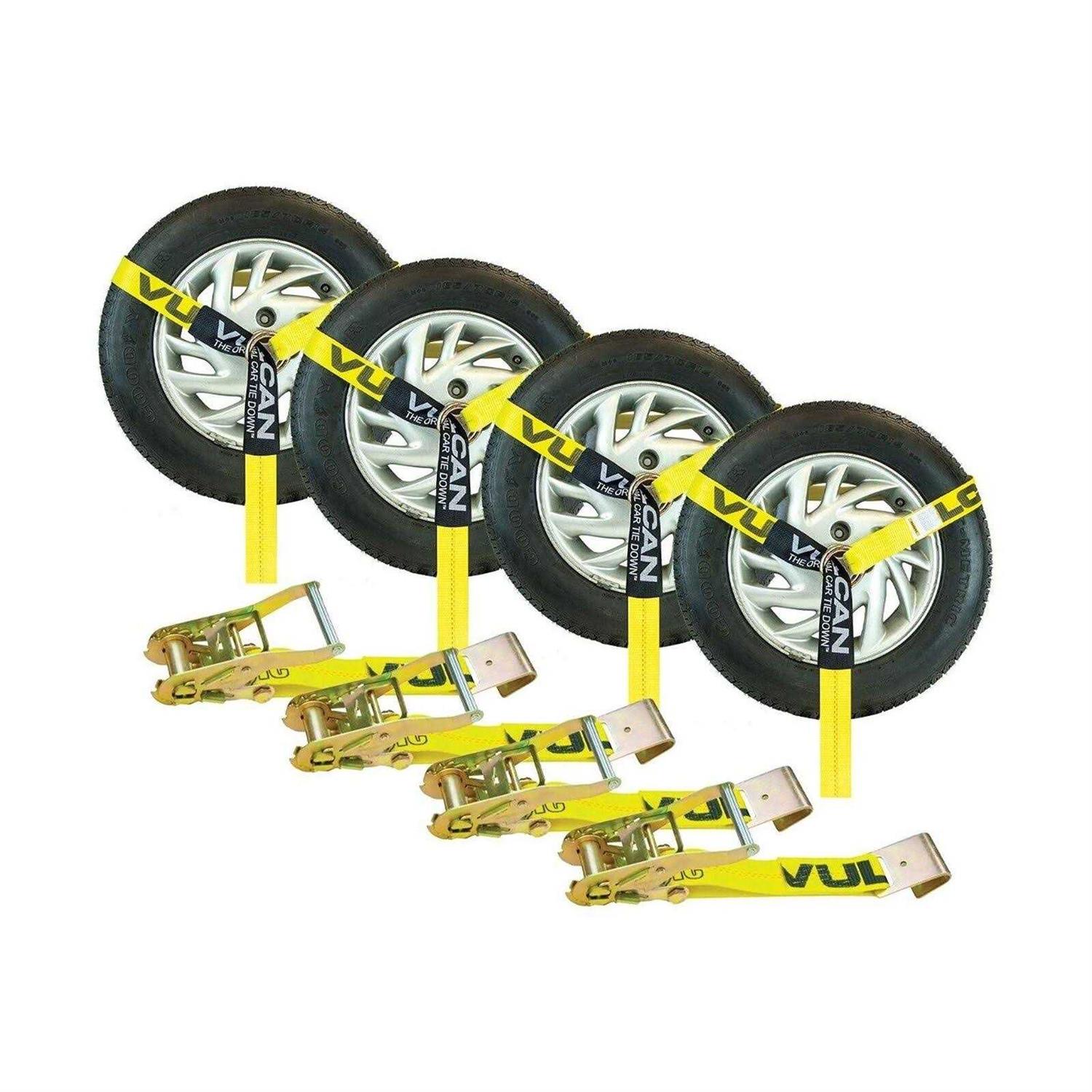 Vulcan Car Tie Down with Flat Hooks Lasso Style 2 Inch x 96 Inch - Cheap Fitting