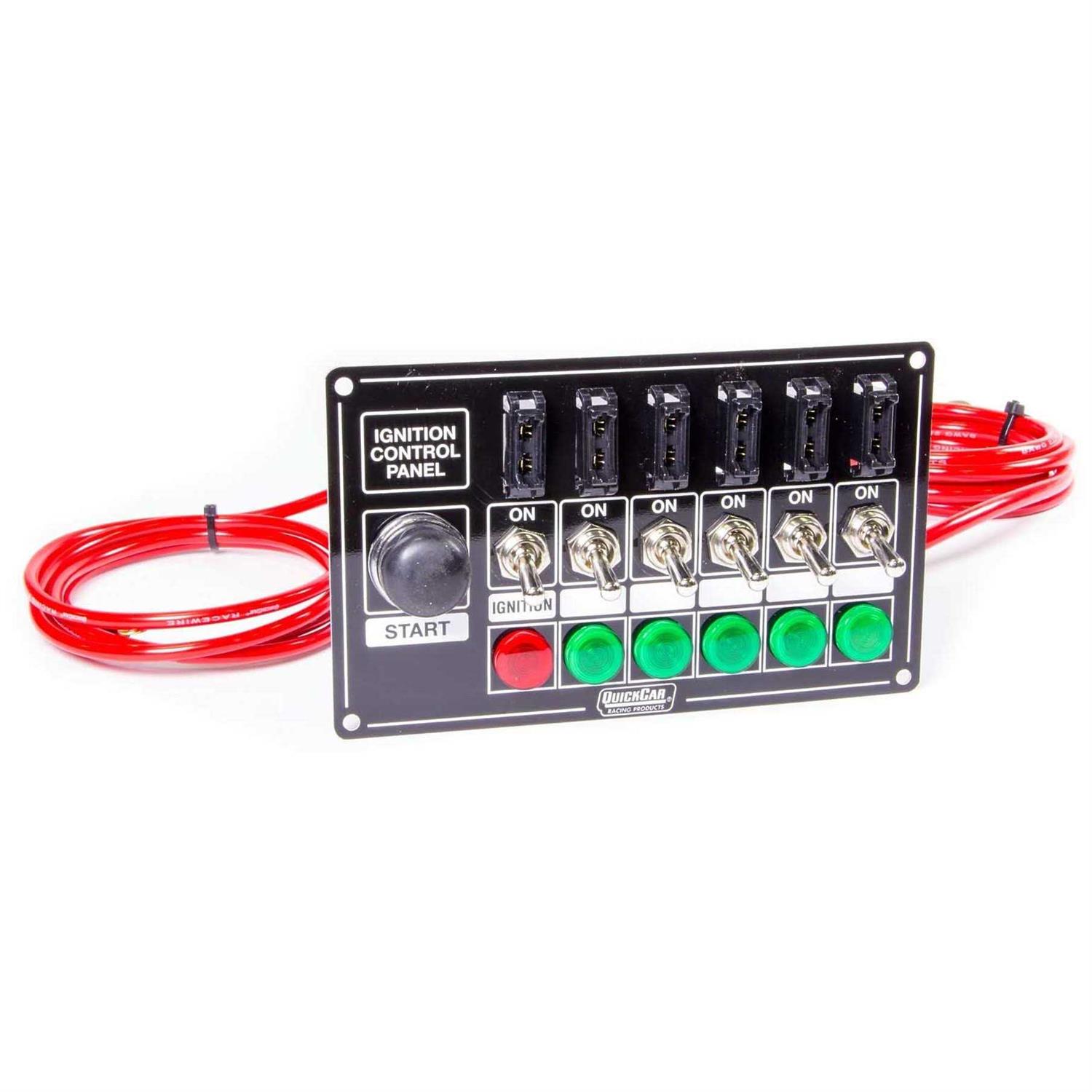 Quickcar Racing Products-Ignition Panel Blk Fused w/Start But. & Lights 50-864 - Cheap Fitting