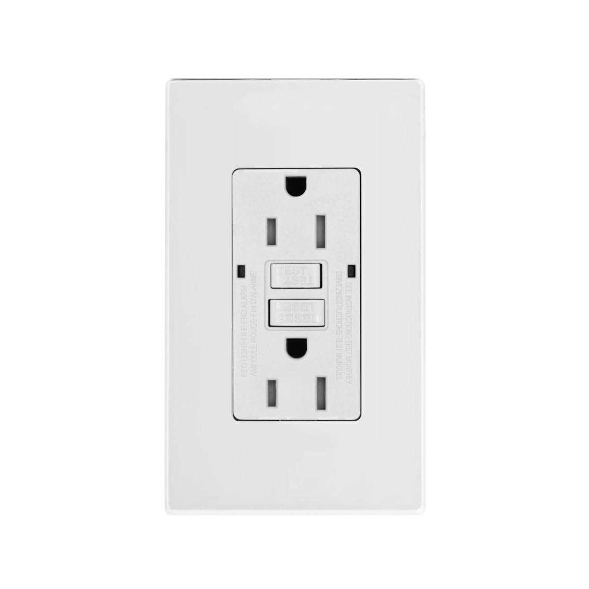 GFCI Outlet Tamper Resistant Receptacle with LED Indicator 15 Amp 125 Volt Screwless Wallplate Included ETL Listed MICMI - Cheap Fitting