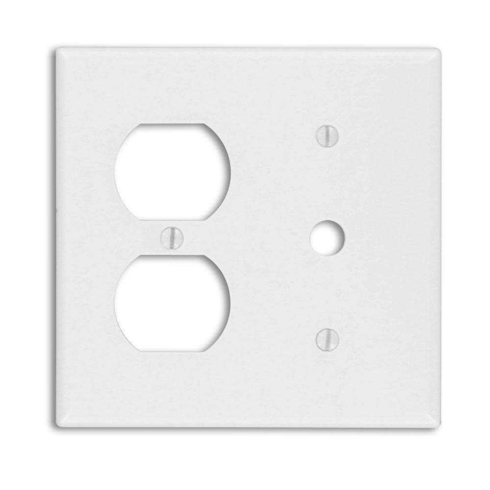 Leviton 88078 2-Gang 1-Duplex 1-Telephone/Cable .406 Device Combination Wallplate - Cheap Fitting