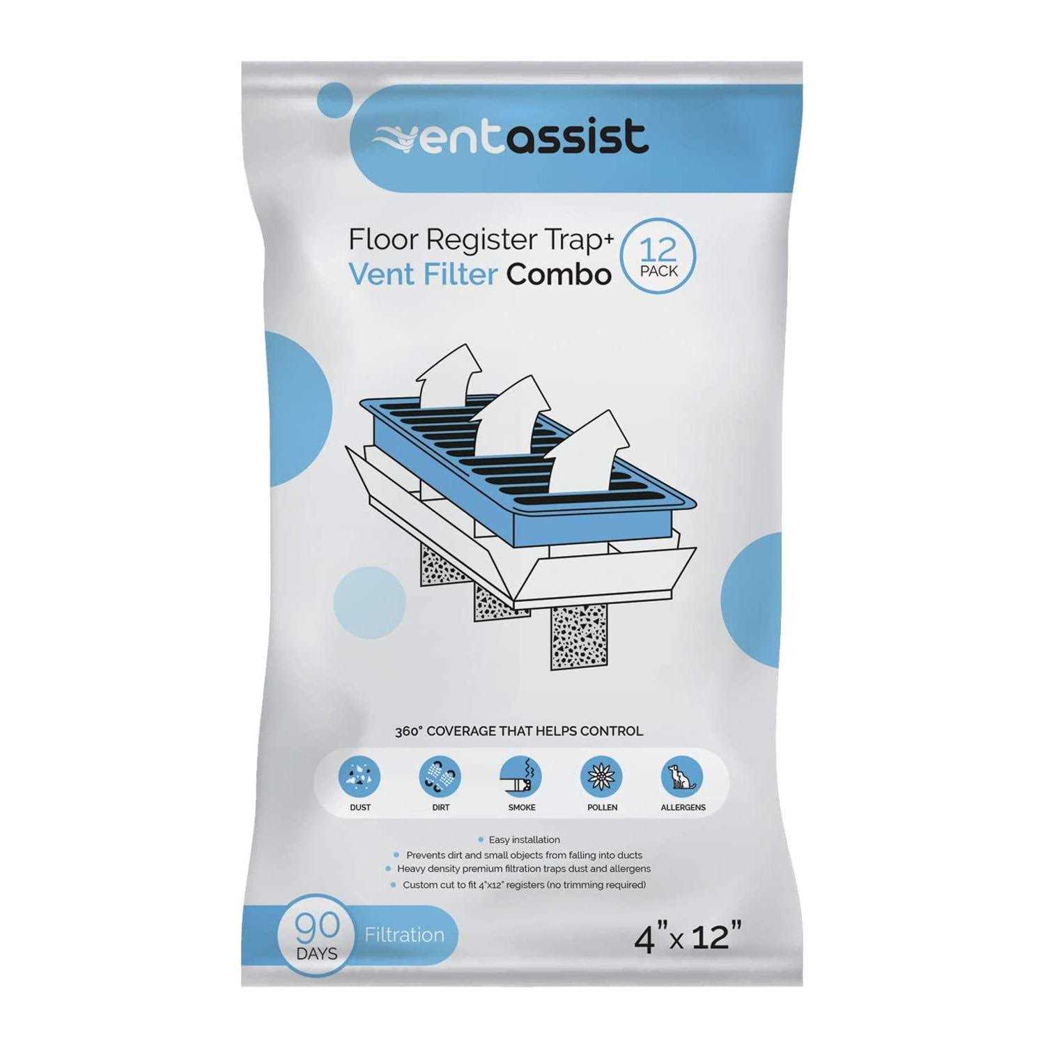 Vent Assist Floor Register Trap and Air Filter 4 x - Cheap Fitting