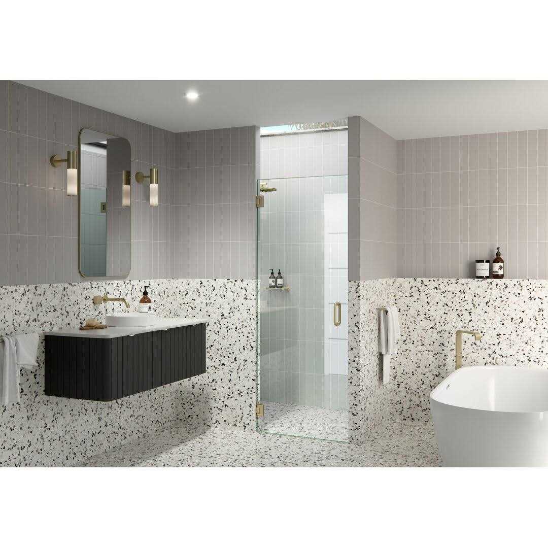 Glass Warehouse 24.5 in. W x 78 in. H Pivot/Hinged Frameless Shower Door in Satin Brass GW-DO-24-5-SB - Cheap Fitting