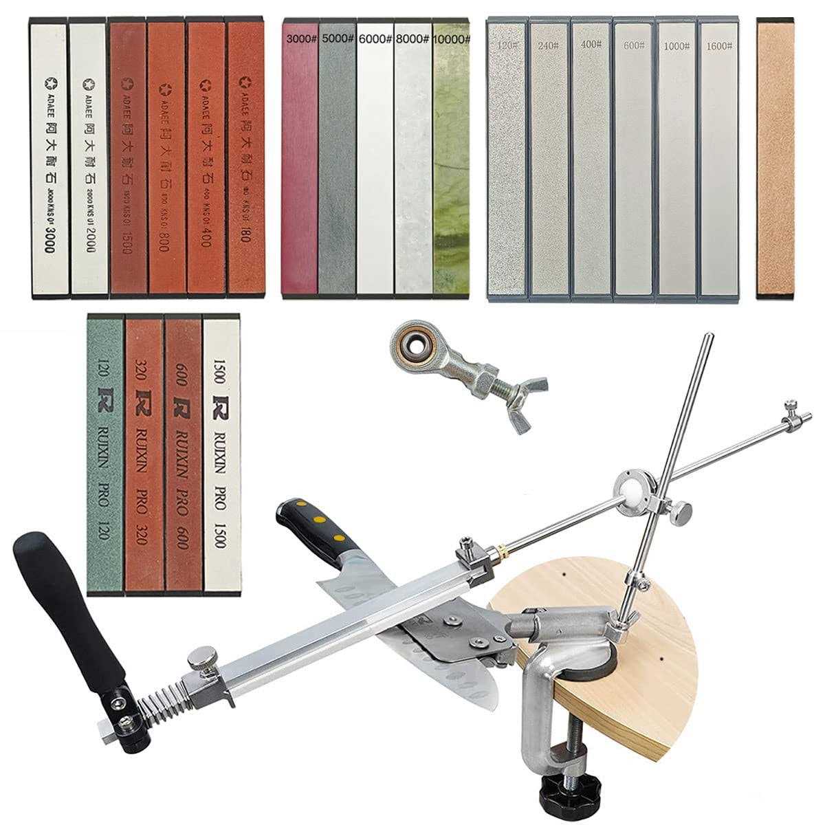 Knife Sharpener Professional Stainless Steel Kitchen Chef Knife Sharpener Home Knife Sharpening Kit Abrasive Holding System Tools - Cheap Fitting