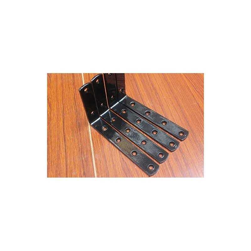 MHMYDZ 4 Pcs Black Steel Heavy DutyL Corner Brace Joint Angle Bracket Shelf Bracket Wall Hanging with Screws 125mmX75mm/5 InchX3 Inch Decorative - Cheap Fitting