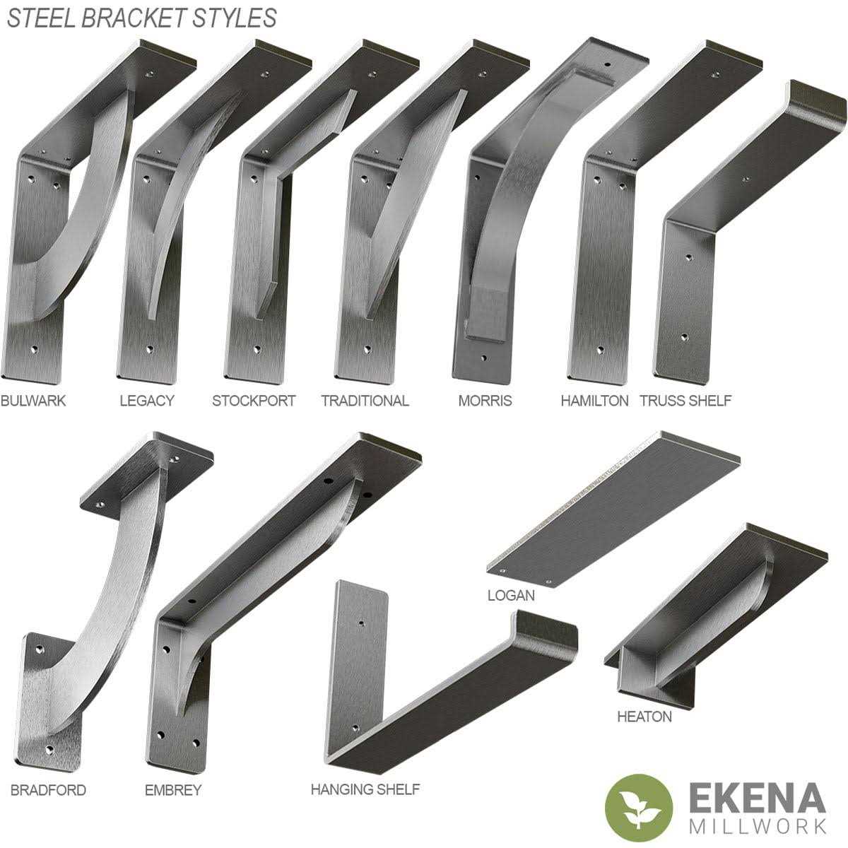 Ekena Millwork BKTM02X07X07BRPBL 2W x 7D x 7H Bradford Steel Bracket - Cheap Fitting