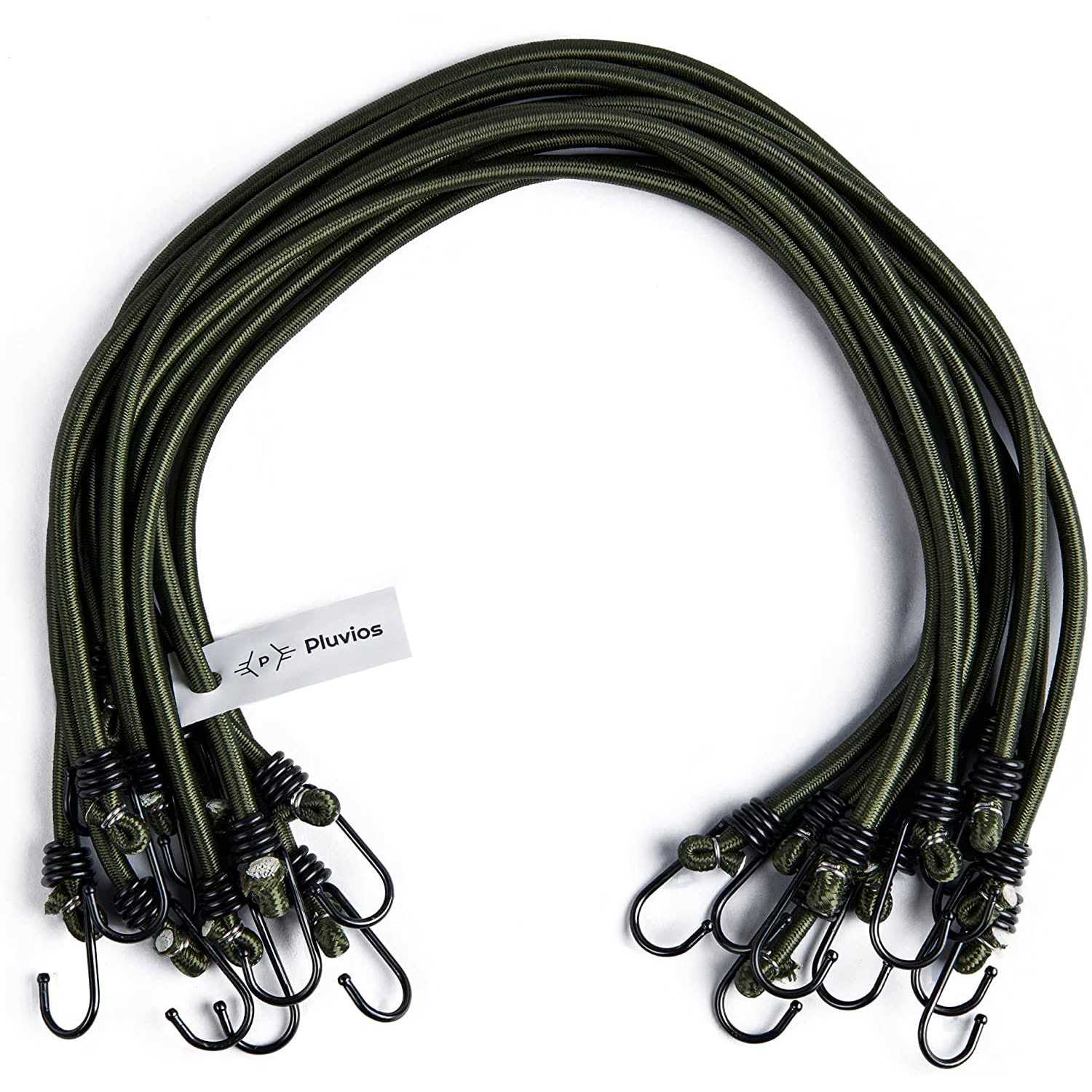 Pluvios Bungee Cords with Hooks Heavy Duty Outdoor 10 Pack – Choice of Sizes - Cheap Fitting