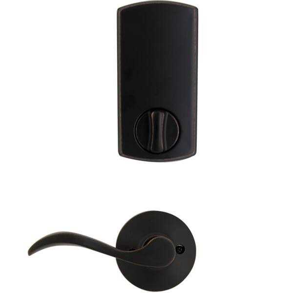 Defiant Castle Aged Bronze Electronic Single Cylinder Deadbolt with Naples Handle Combo Pack - Cheap Fitting