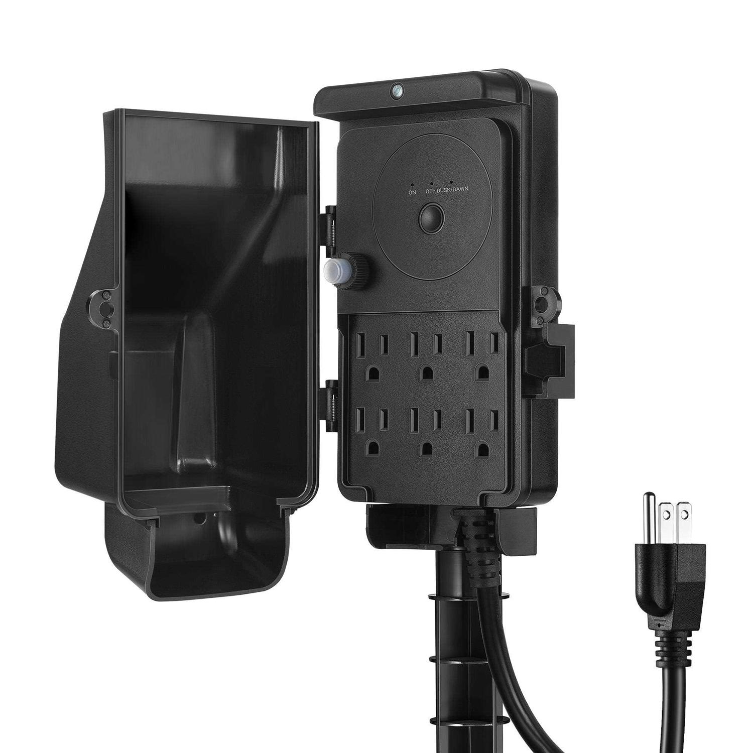 Dewenwils Outdoor Power Strip Yard Stake Timer with Photocell 6FT Extension Cord - Cheap Fitting