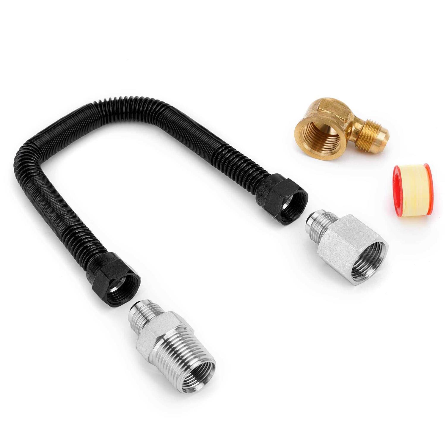 Stanbroil 1/2 OD x 3/8 ID 12 Non-Whistle Flexible Flex Gas Line Connector Kit for NG or LP Fire Pit and Fireplace - Cheap Fitting