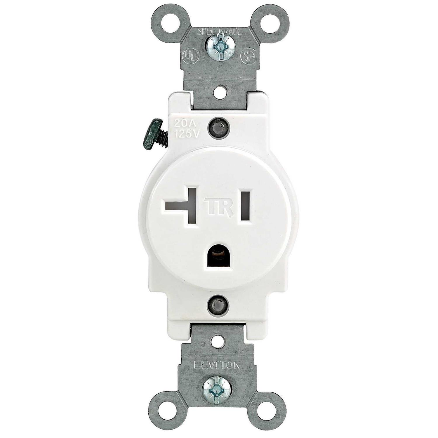 Leviton T5020-0WS 20 Amp White Single Power Tamper Resistant Outlet - Cheap Fitting