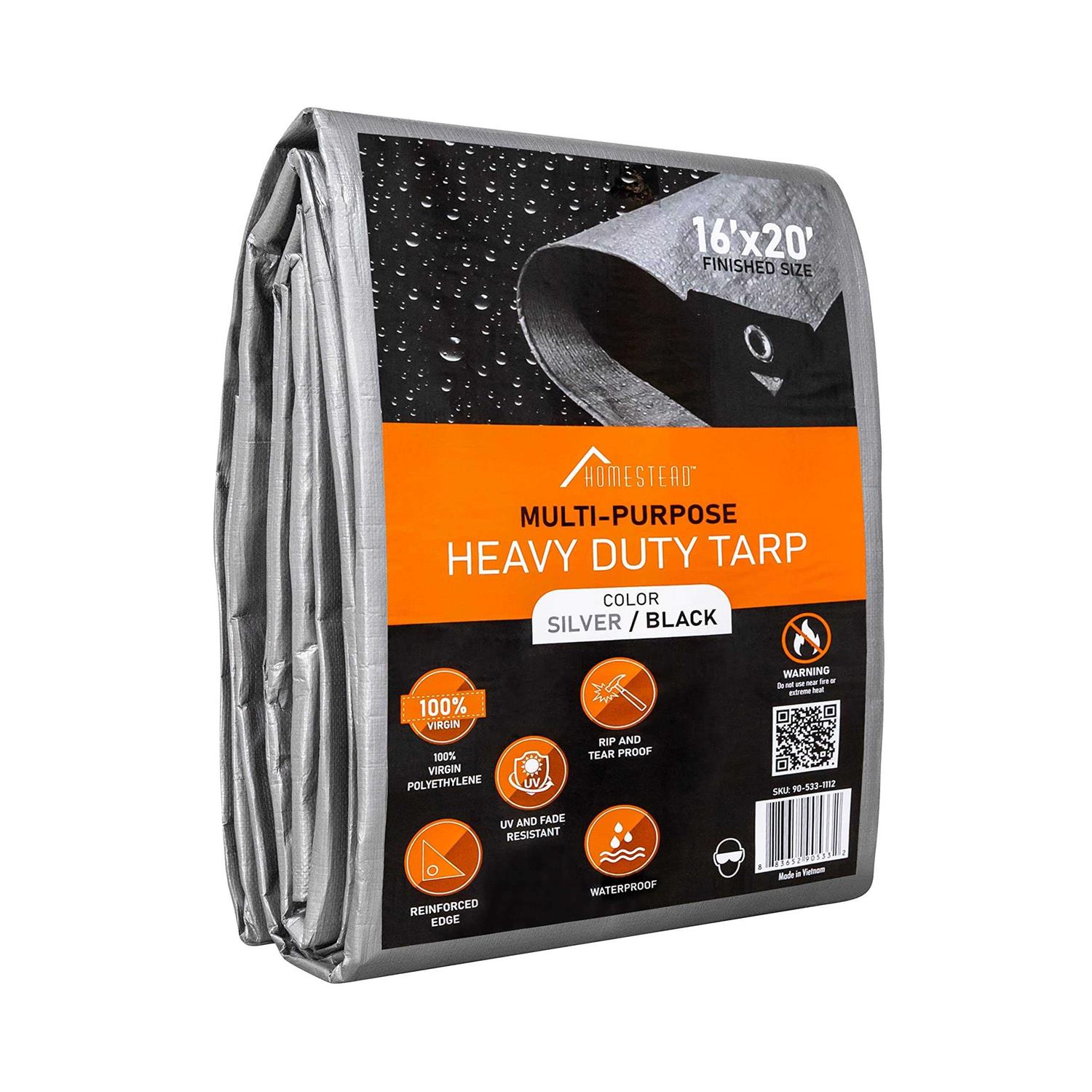 HOMESTEAD Heavy Duty 12 Mil Tarp Cover with Metal Grommets and Reinforced Edges - Cheap Fitting