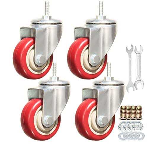 Heavy Duty Stem Caster Wheels Double Bearing Pu Castors No Noise Swive - Cheap Fitting