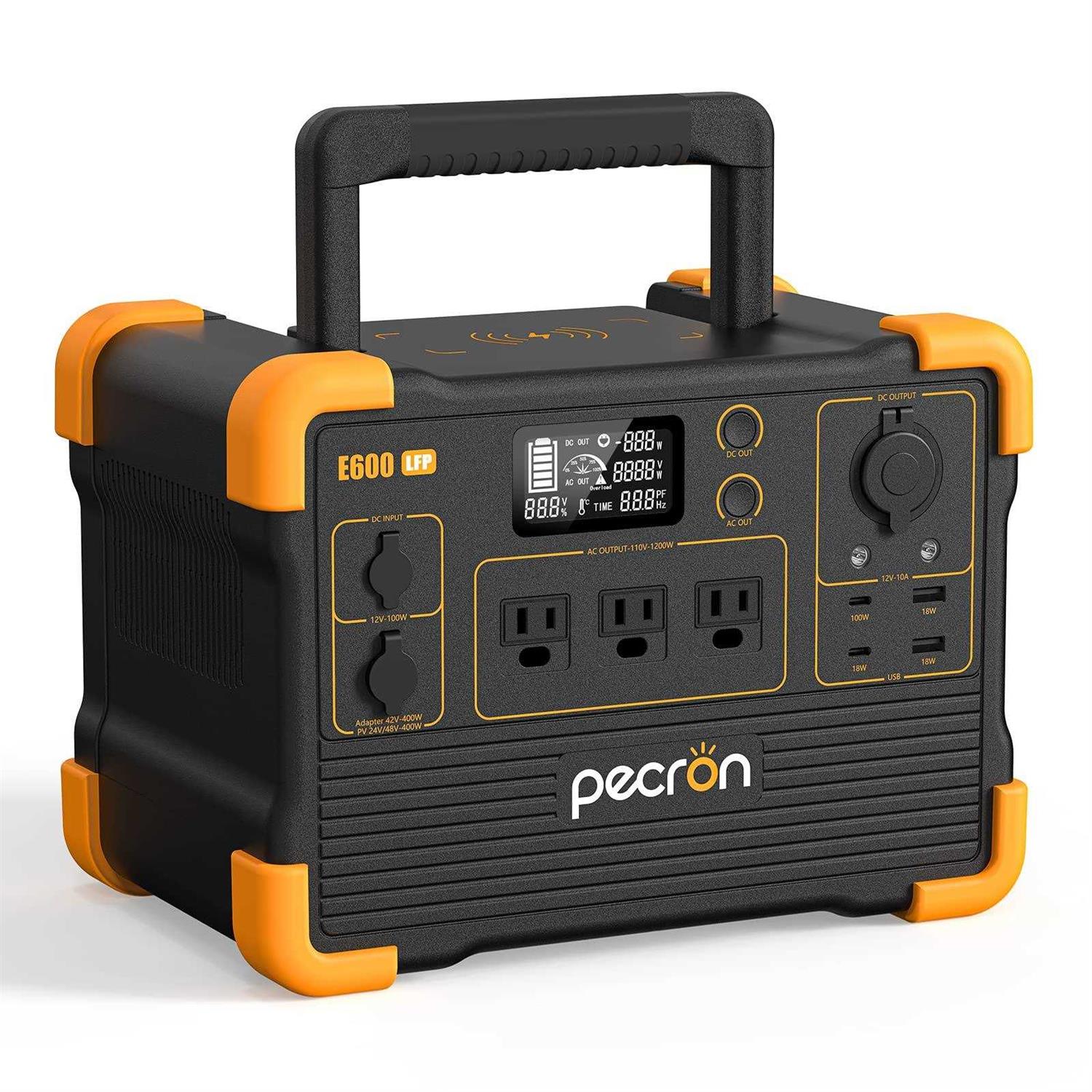 pecron E600lfp 614Wh/1200W Portable Power Station Solar Generator LiFePO4 Battery for Camping RV Home Backup Outdoor Emergency - Cheap Fitting