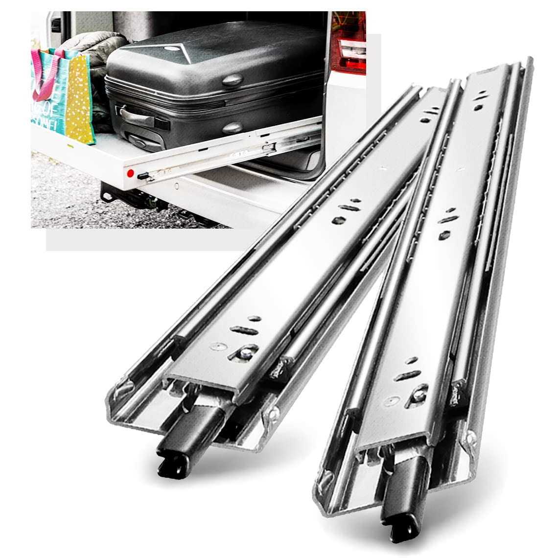 YENUO Heavy Duty Drawer Slides Full Extension Side Mount 14 16 18 20 22 24 26 28 30 32 34 36 40 Inch Metal Rails Track Guide Glides - Cheap Fitting