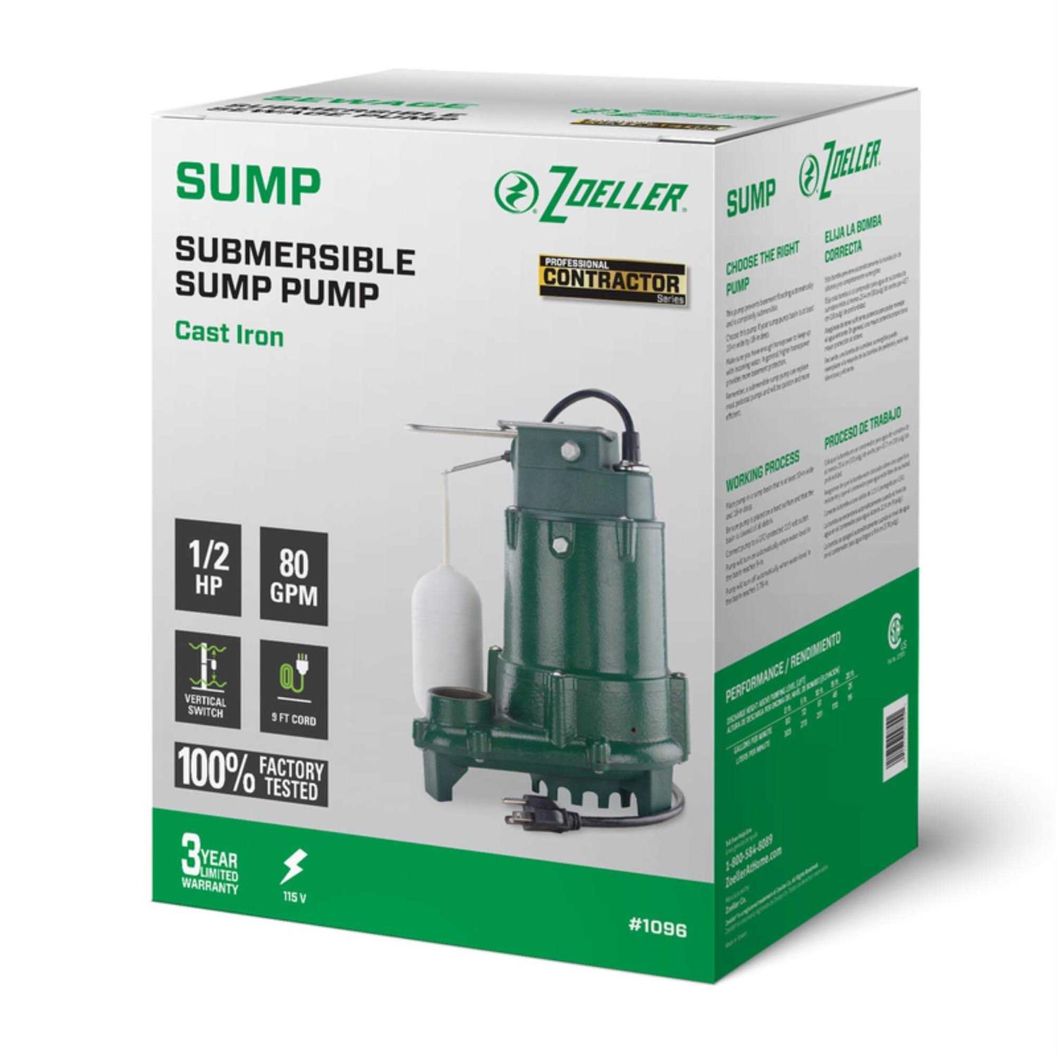 Zoeller 0.5 HP Cast Iron Submersible Sump Pump - Cheap Fitting
