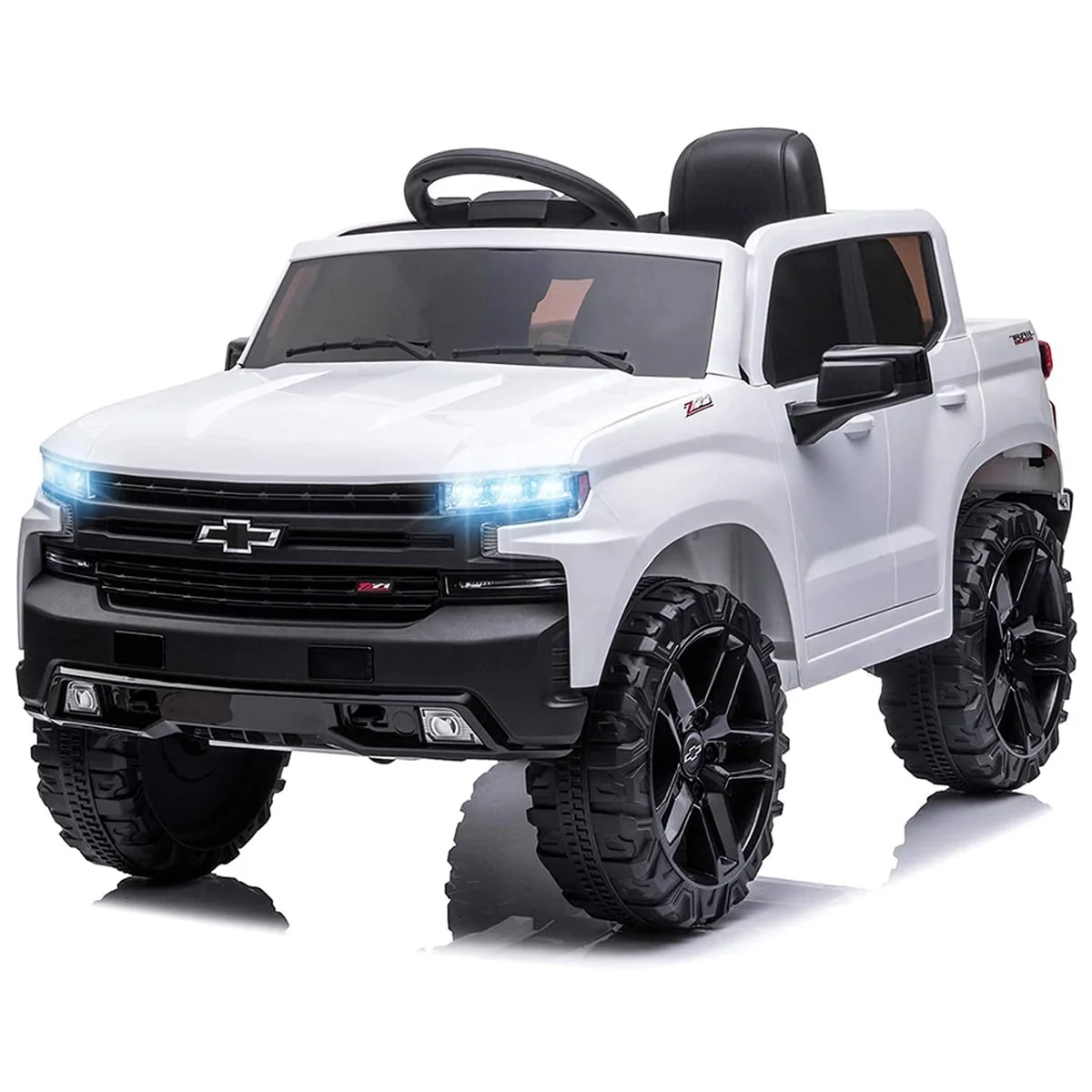 FUNTOK Licensed Chevrolet Silverado 12V Kids Electric Powered Ride on Toy Car with Remote Control & Music Player, Black - Cheap Fitting