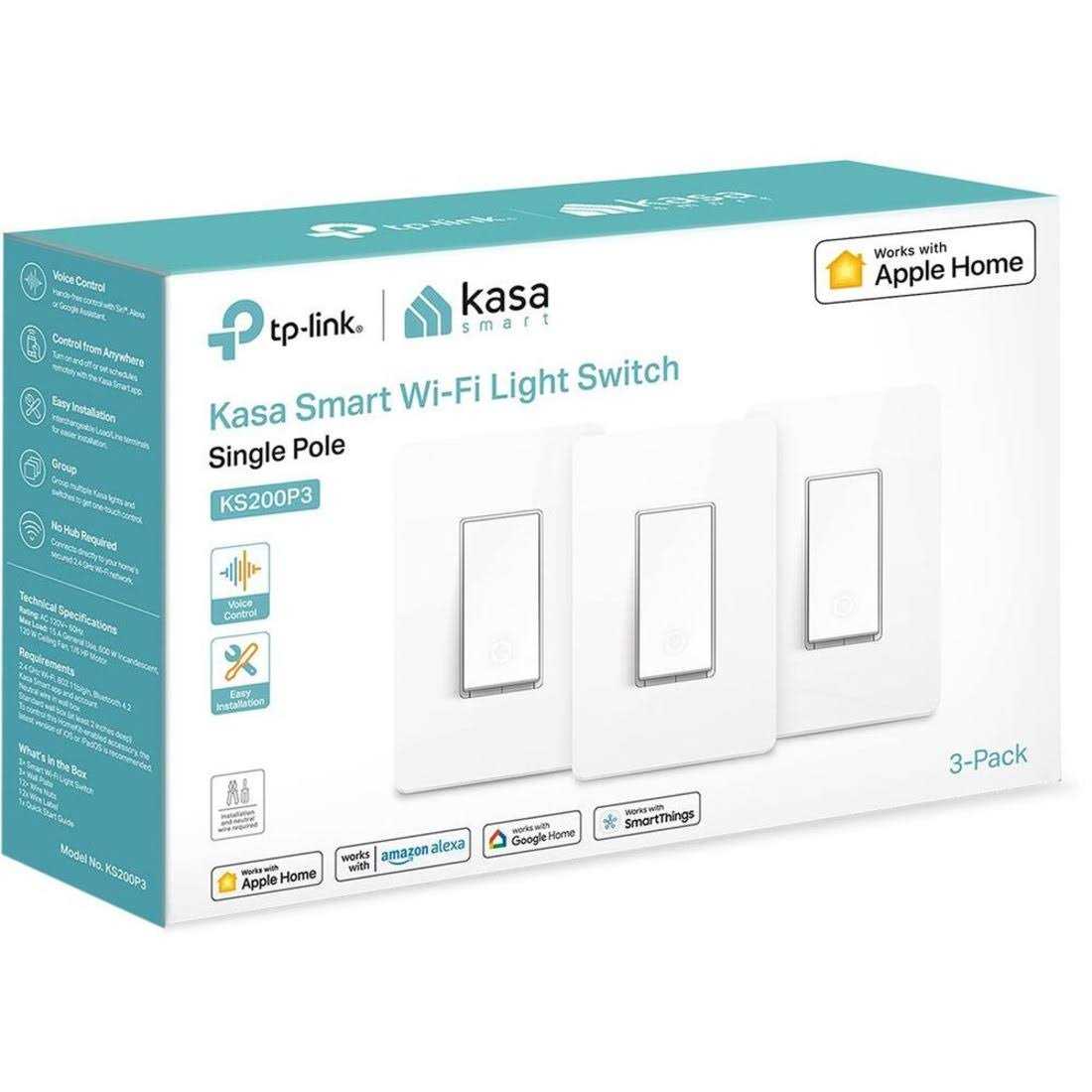 TP-Link KS200P3 3-Pack Kasa Smart Wi-Fi Light Switch HomeKit - Cheap Fitting